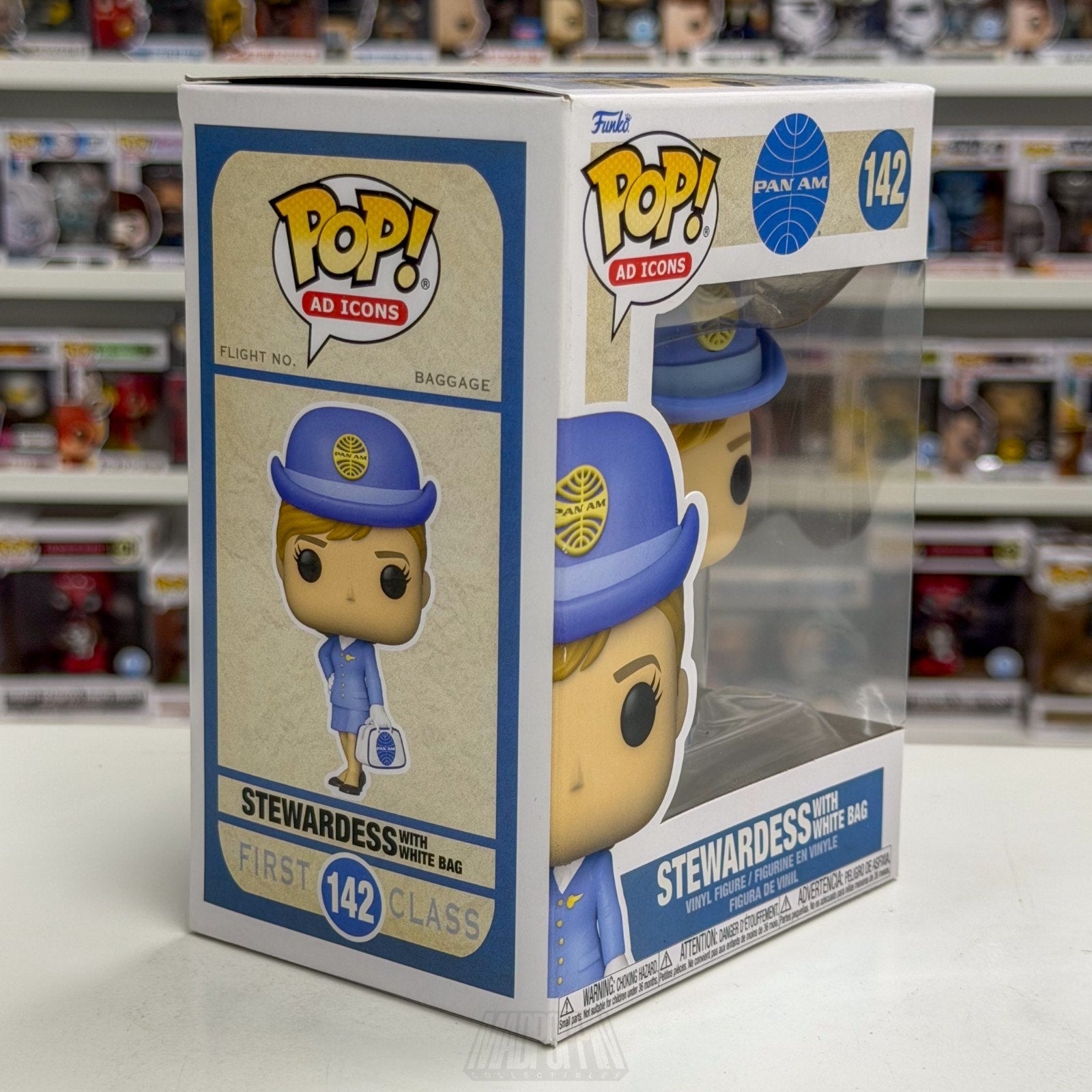 Funko Pop Ad Icons Pan American World Airways Stewardess White Bag 142 Figure