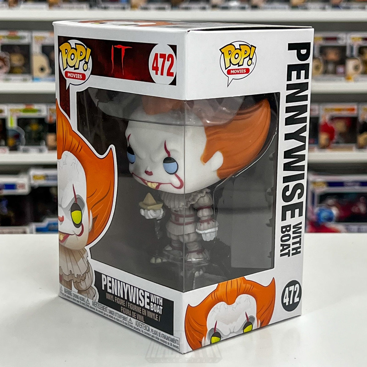 Funko Pop Movies IT Pennywise With Boat Blue Eyes 472 Horror Clown Vinyl Figure