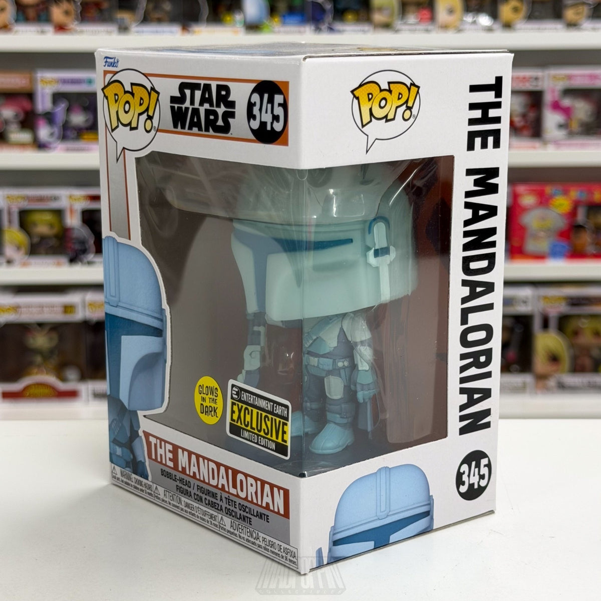 Funko Pop Star Wars Mandalorian Holographic Glow Entertainment Earth 345 Figure