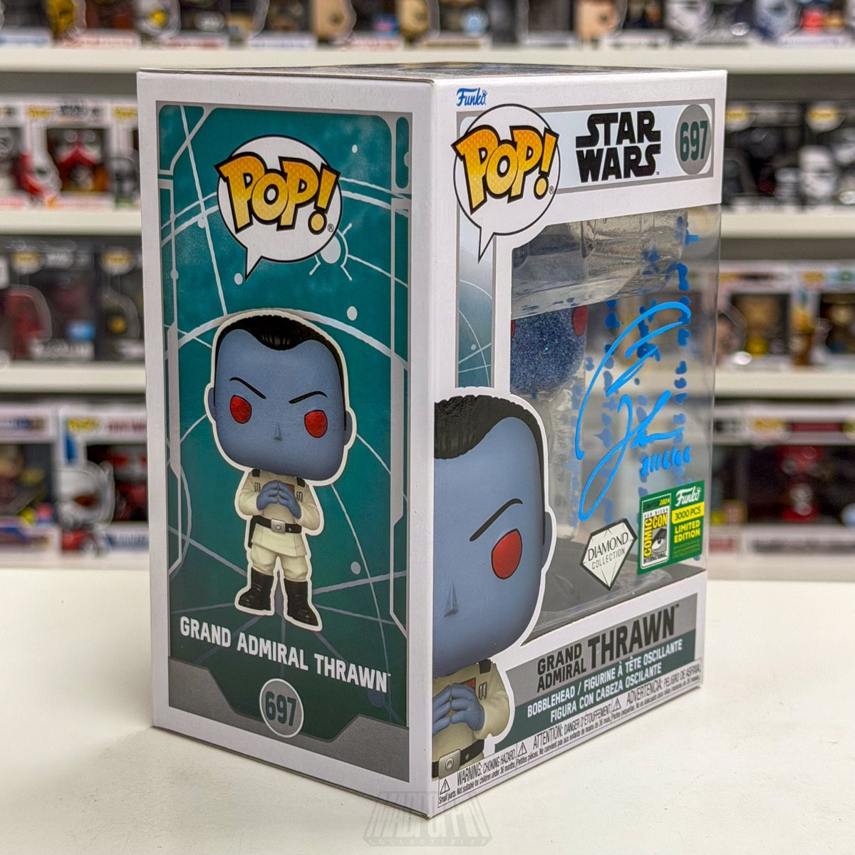 Funko Pop Star Wars Grand Admiral Thrawn Diamond SDCC Signed Auto JSA 697 Figure