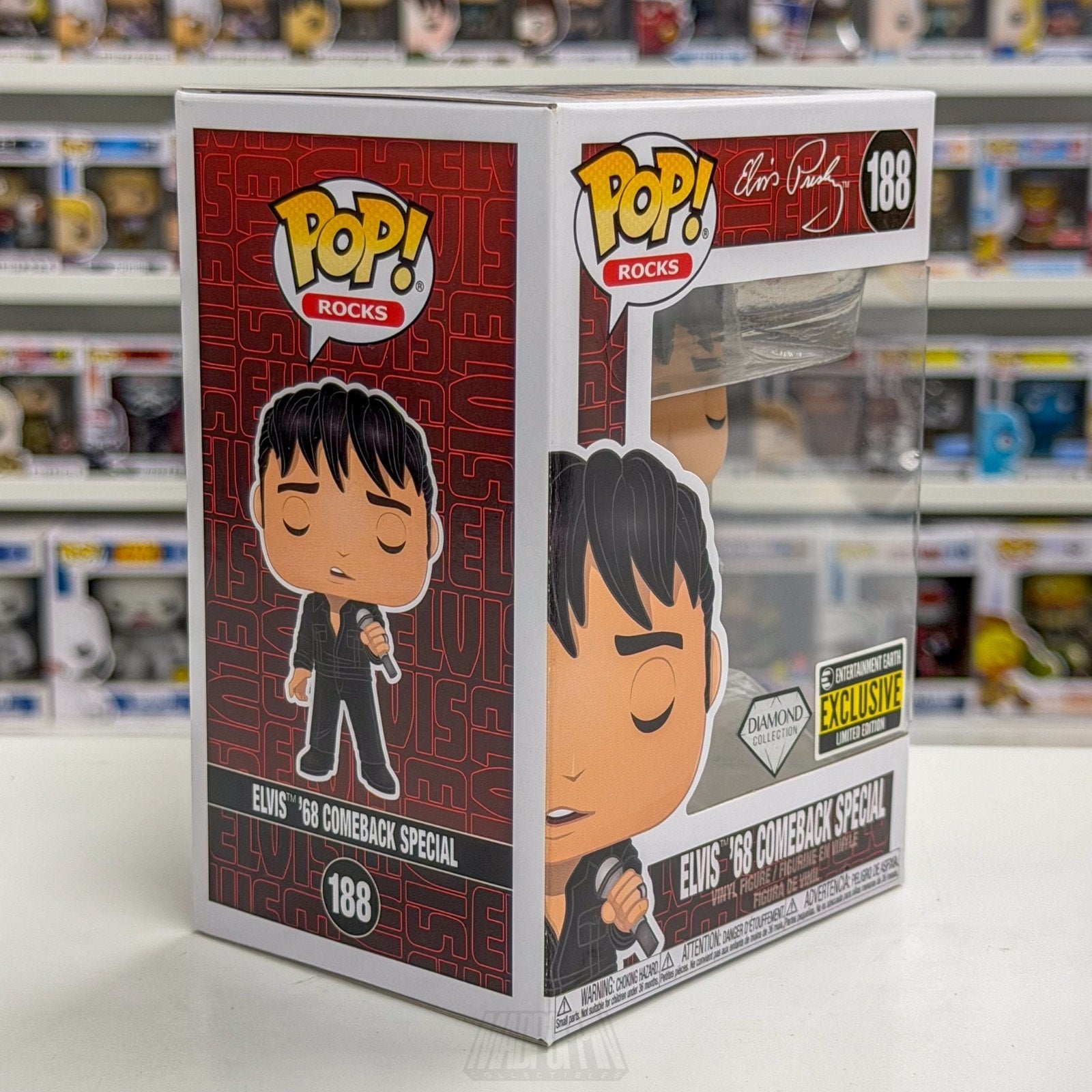 Funko Pop Elvis Presley 68 Comeback Special Diamond Entertainment Earth 188 Toy