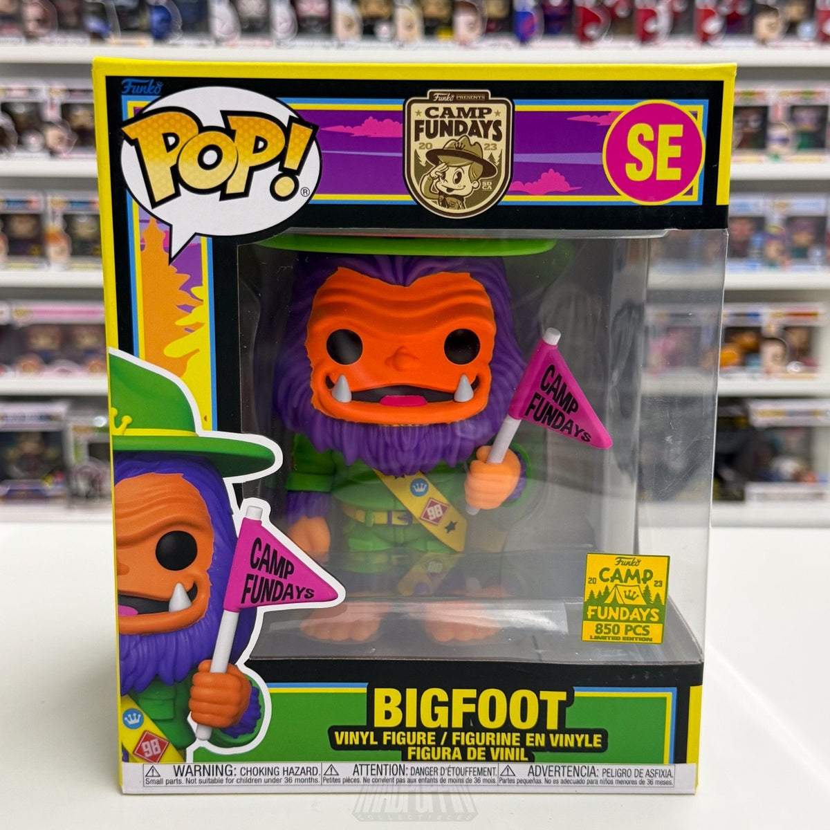 Funko Pop Camp Fundays Bigfoot Pink Flag Blacklight 850 Pcs SE 6" Vinyl Figure
