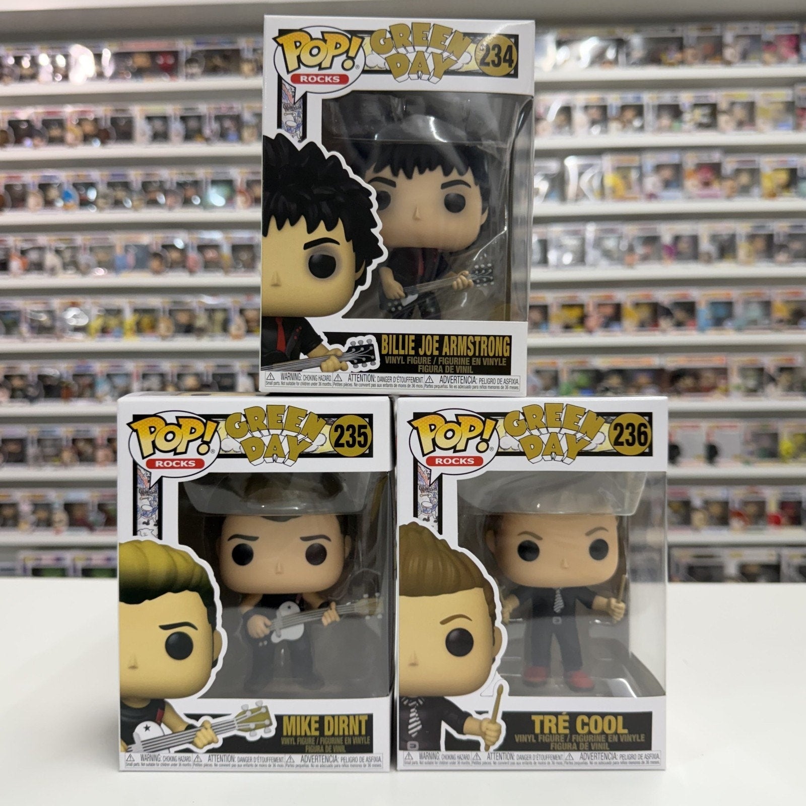 Funko Pop Rocks Green Day Complete Set Billie Joe Mike Tre Punk Vinyl Figures