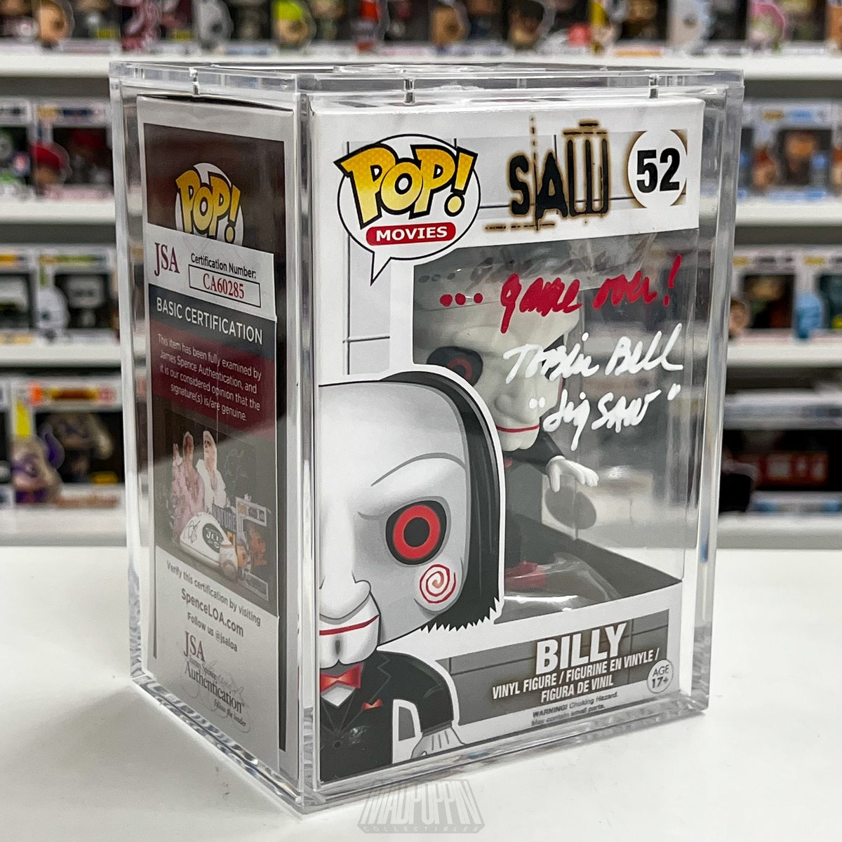 Funko Pop Movies Saw Billy 52 Signed Auto Tobin Bell JSA Vaulted Horror Figure