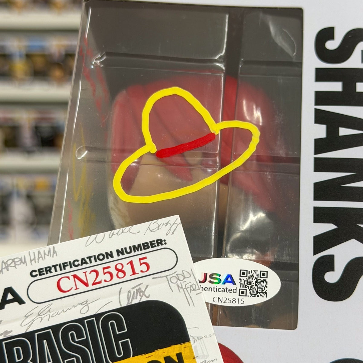 Funko Pop Anime One Piece Shanks Devine Departure Signed Auto JSA 2166 Figure