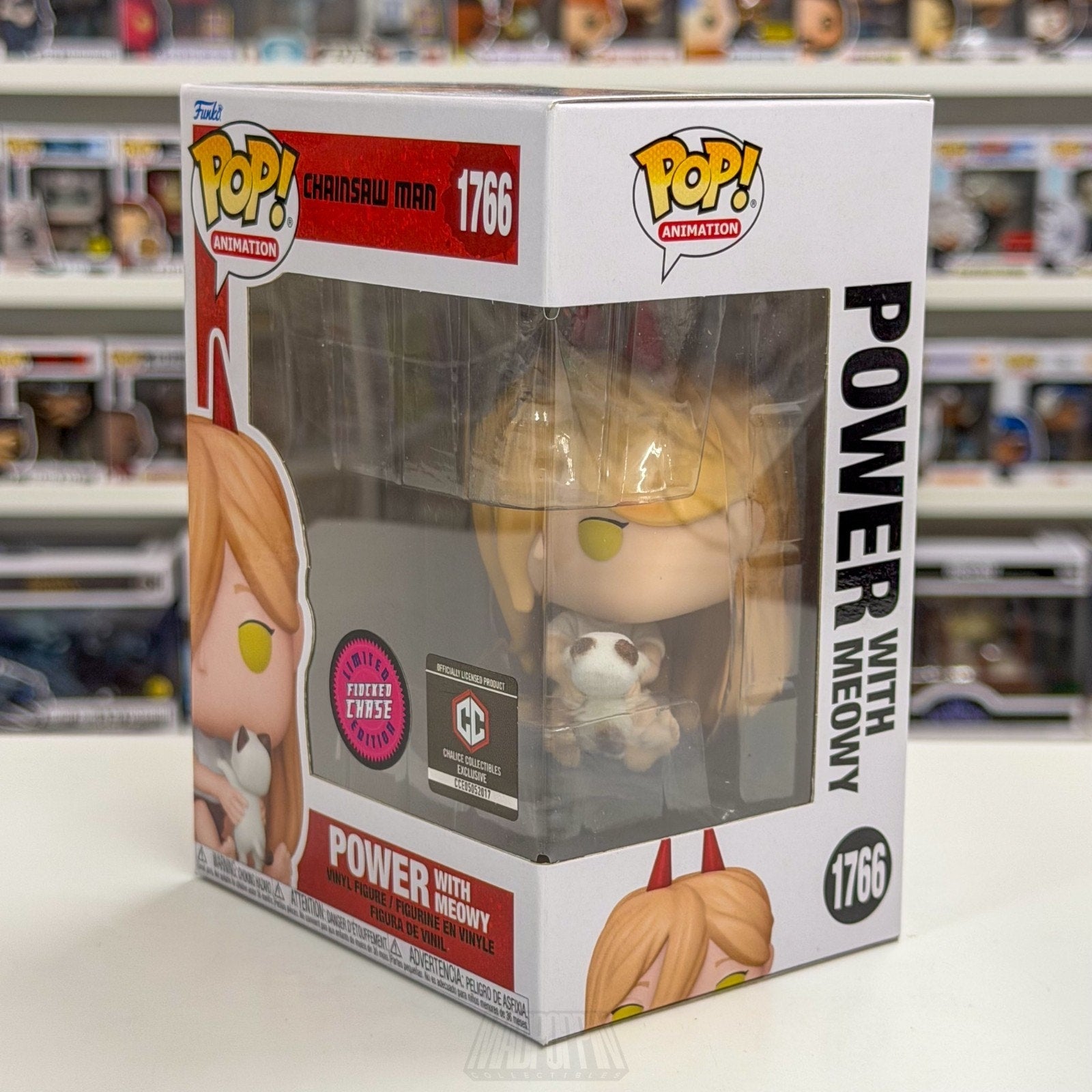 Funko Pop Anime Chainsaw Man Power w/Meowy Chalice Flocked Chase 1766 Toy Figure