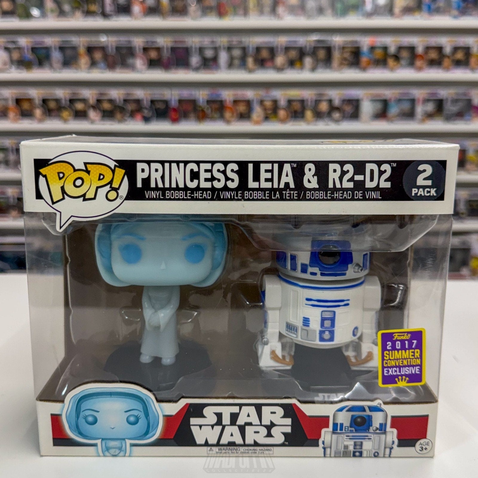 Funko Pop Star Wars Princess Leia Holographic Glow & R2-D2 SDCC 2 Pack Figure