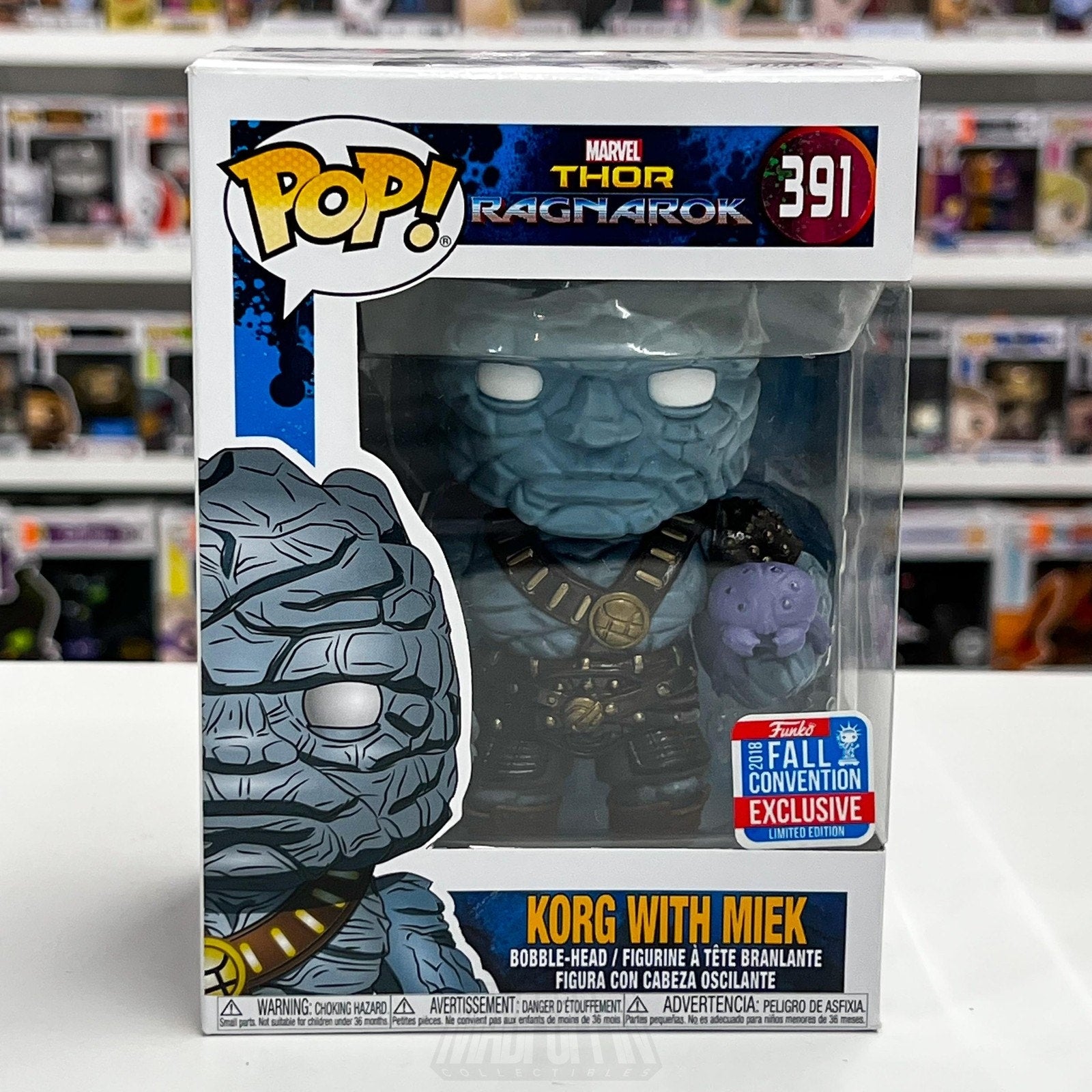 Funko Pop Marvel Thor Ragnarok Korg w/Miek 391 2018 Fall Con NYCC Vinyl Figure