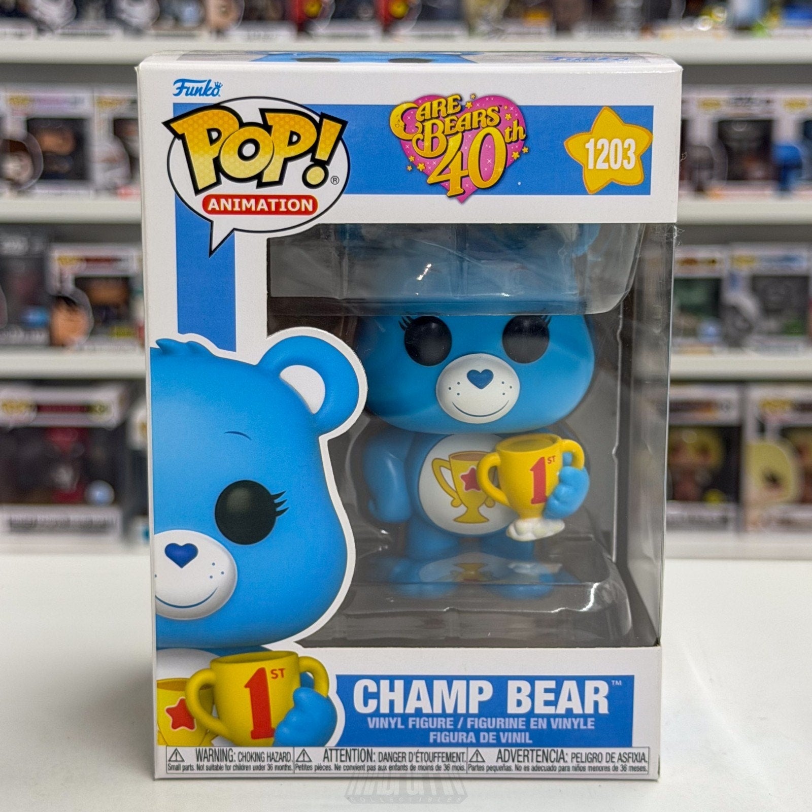 Funko Pop Animation Care Bears Champ Bear w/Trophy 1203 Cartoon 80s Vinyl Figure