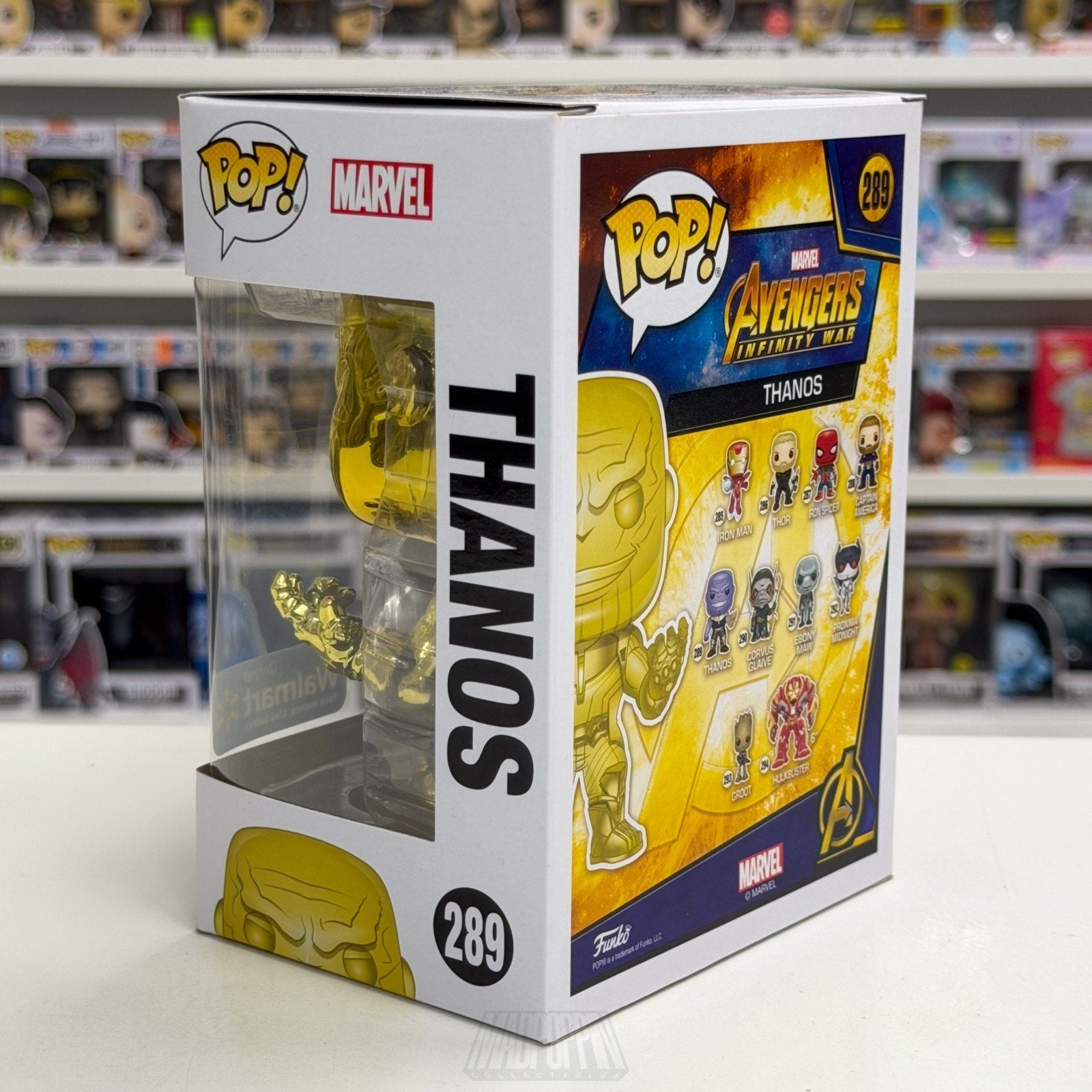 Funko Pop Marvel Avengers Infinity War Thanos Walmart Yellow Chrome 289 Figure