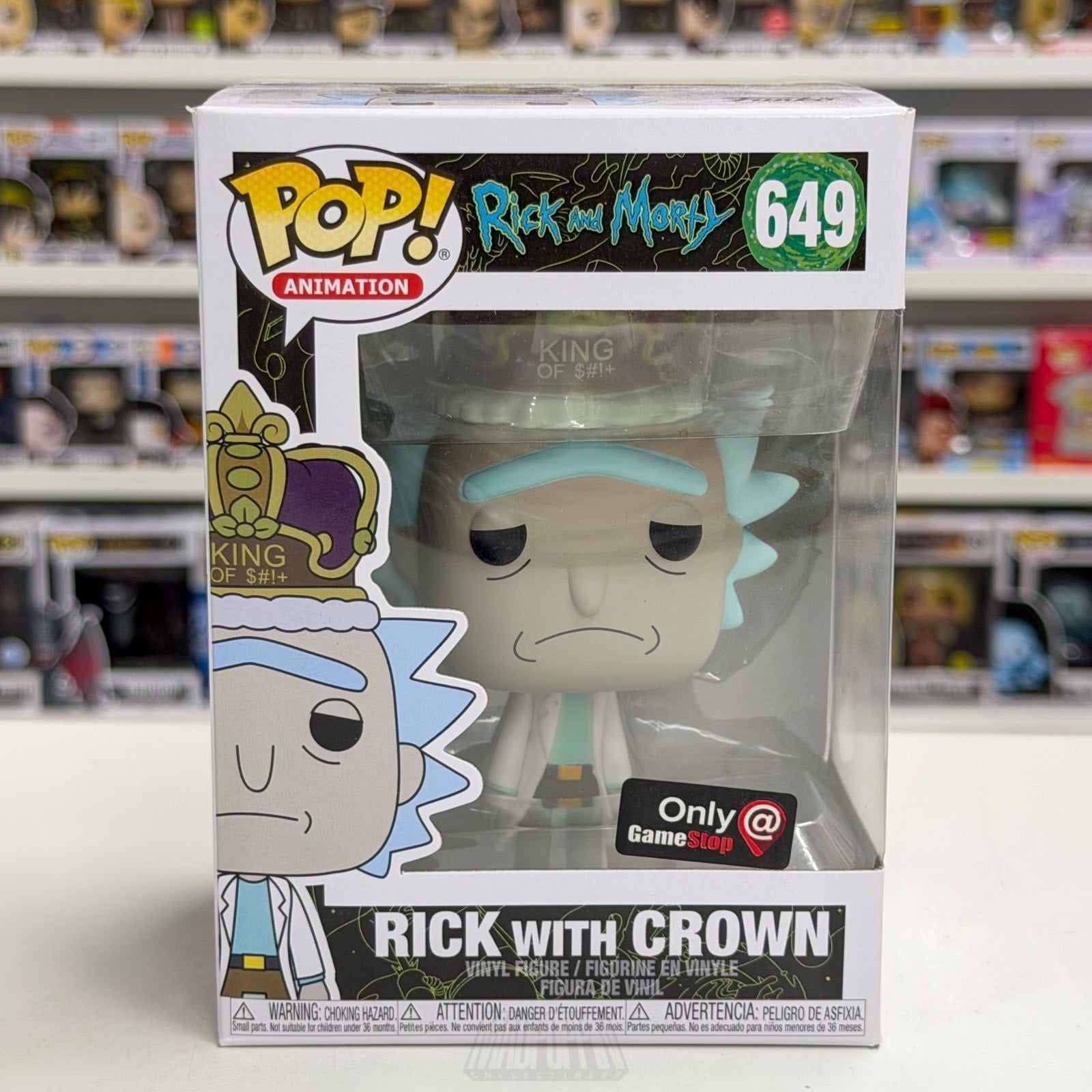 Funko Pop Animation Rick & Morty w/Crown King of $#+ GameStop 649 Vinyl Figure