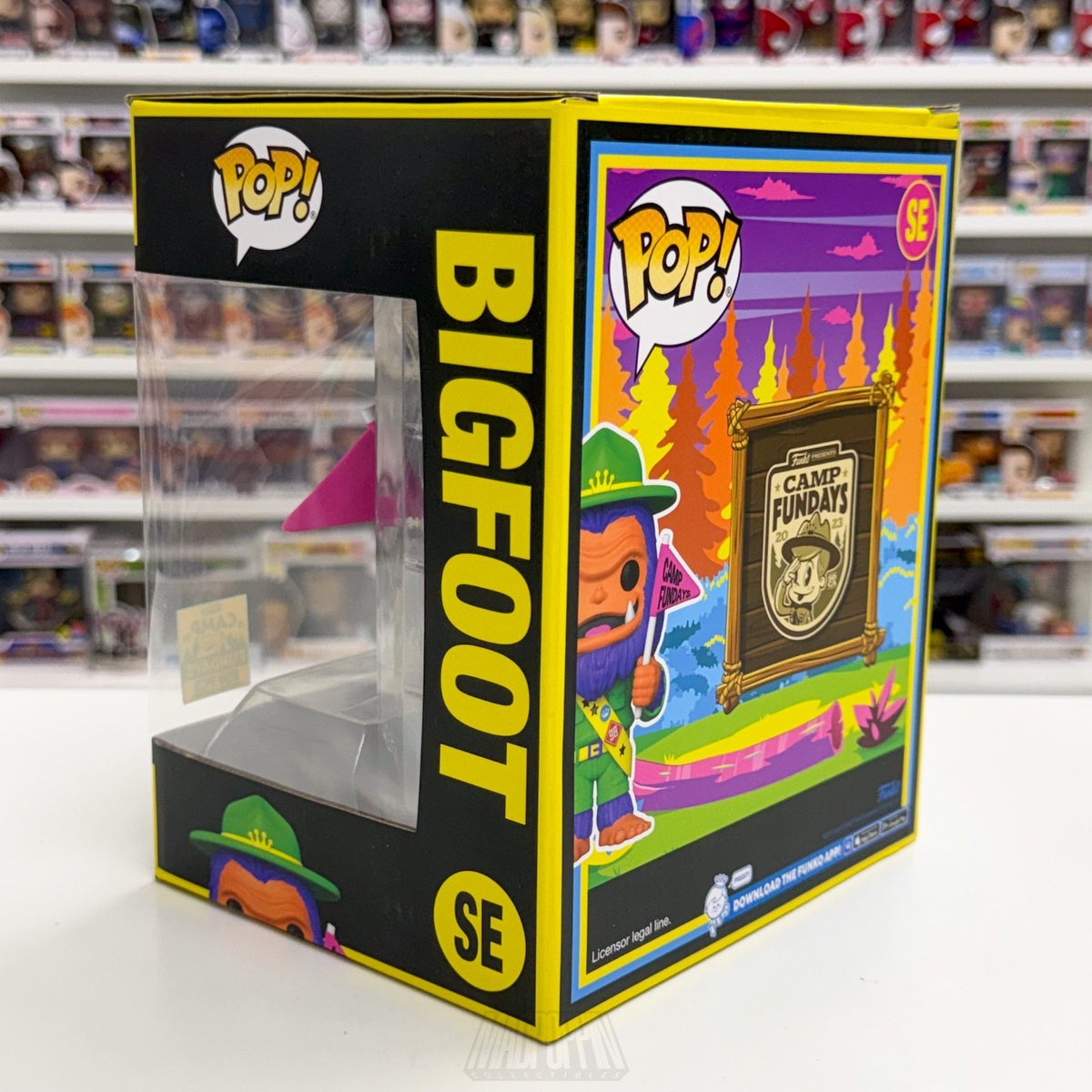 Funko Pop Camp Fundays Bigfoot Pink Flag Blacklight 850 Pcs SE 6" Vinyl Figure
