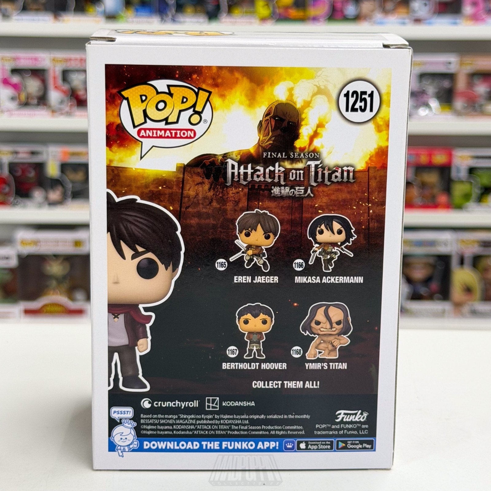 Funko Pop Anime Attack on Titan Child Eren Jaeger GameStop 1251 Manga Toy Figure
