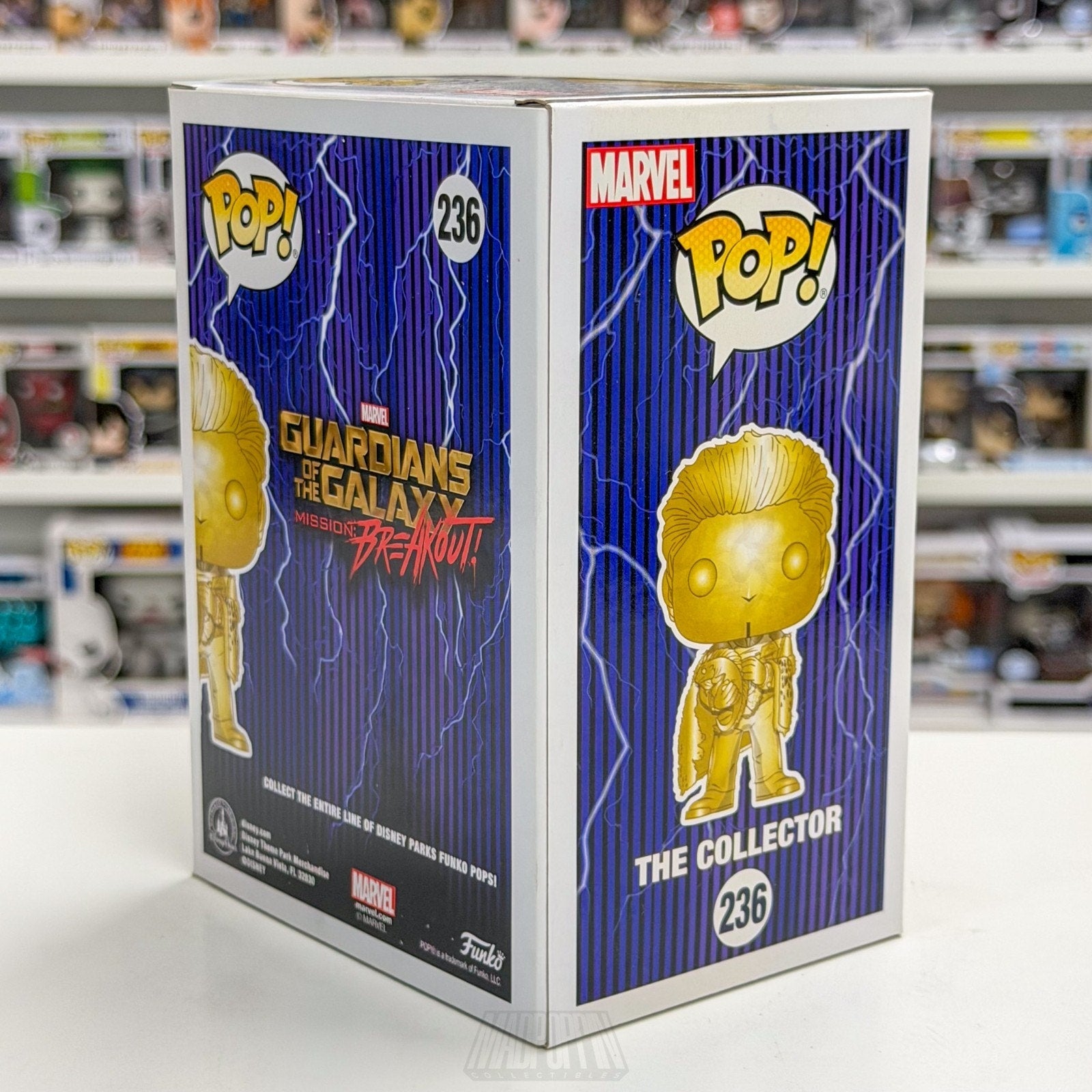 Funko Pop Marvel GOTG Disney Ride Mission Breakout The Collector Gold 236 Figure