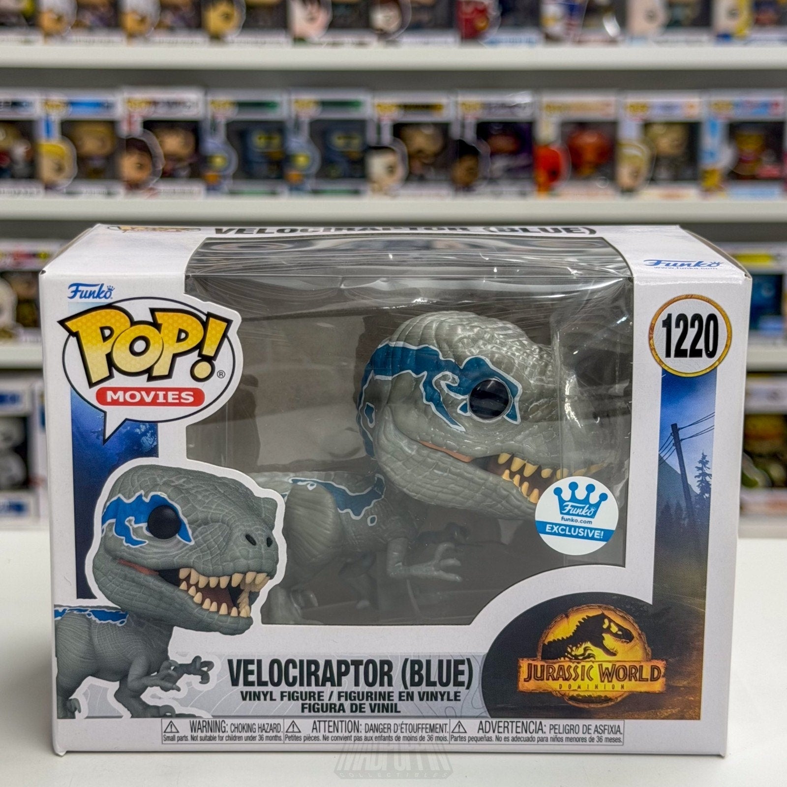Funko Pop Movies Jurassic World Velociraptor Blue 1220 Dinosaur Toy Vinyl Figure