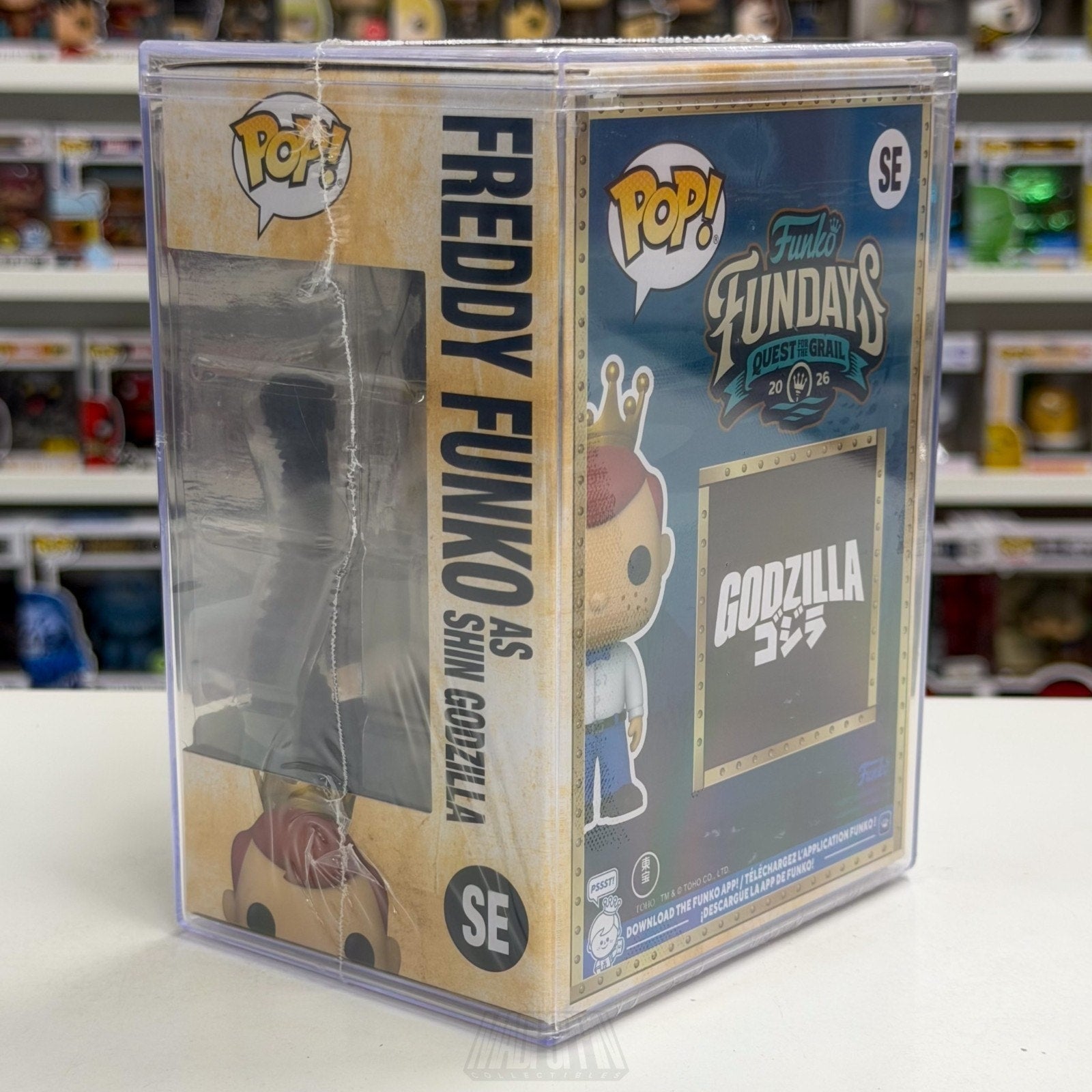 Funko Pop Fundays Freddy Shin Godzilla SE Quest Grail SDCC 2026 Toy CON STICKER