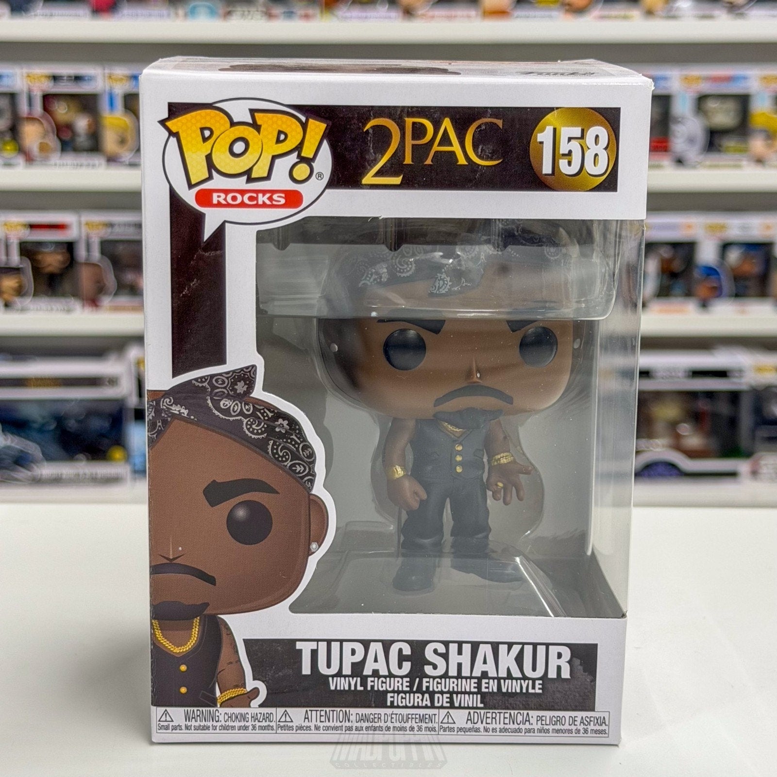 Funko Pop Rocks Tupac Shakur Black Vest 2Pac 158 Gangster Rap Hip Hop Figure