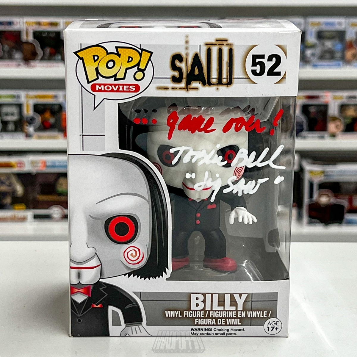 Funko Pop Movies Saw Billy 52 Signed Auto Tobin Bell JSA Vaulted Horror Figure