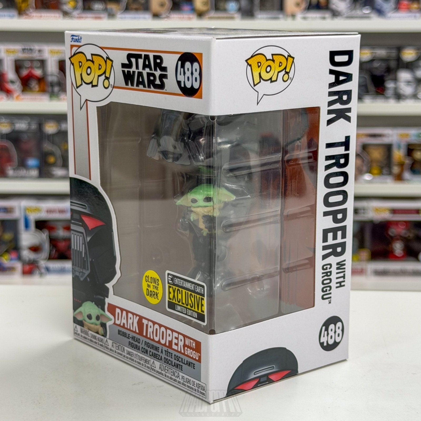 Funko Pop Star Wars Dark Trooper w/Grogu Entertainment Earth 488 Vinyl Figure