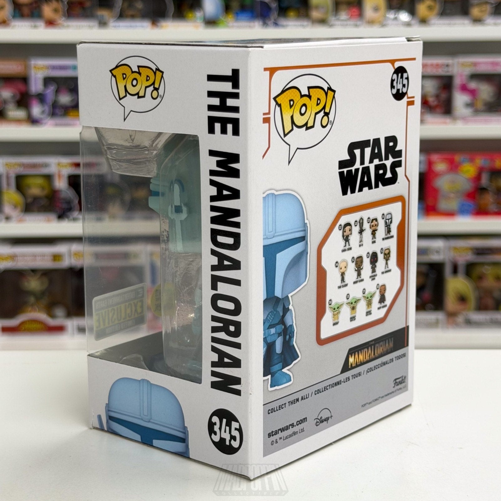Funko Pop Star Wars Mandalorian Holographic Glow Entertainment Earth 345 Figure