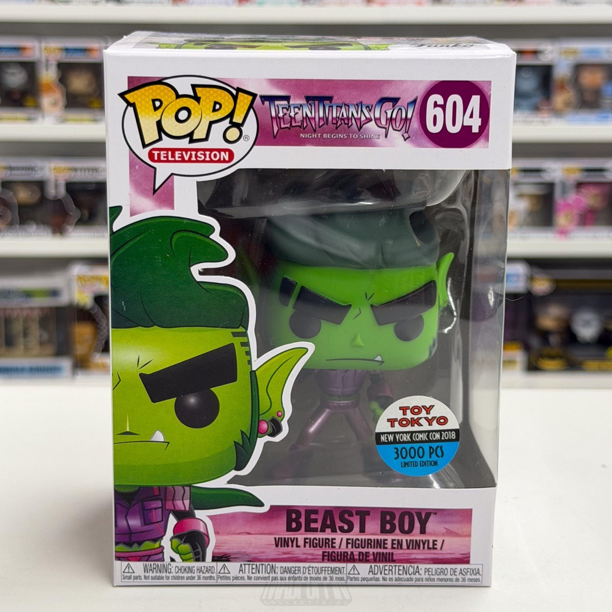 Funko Pop TV DC Teen Titans Go Beast Boy Metallic NYCC Toy Tokyo 604 Toy Figure