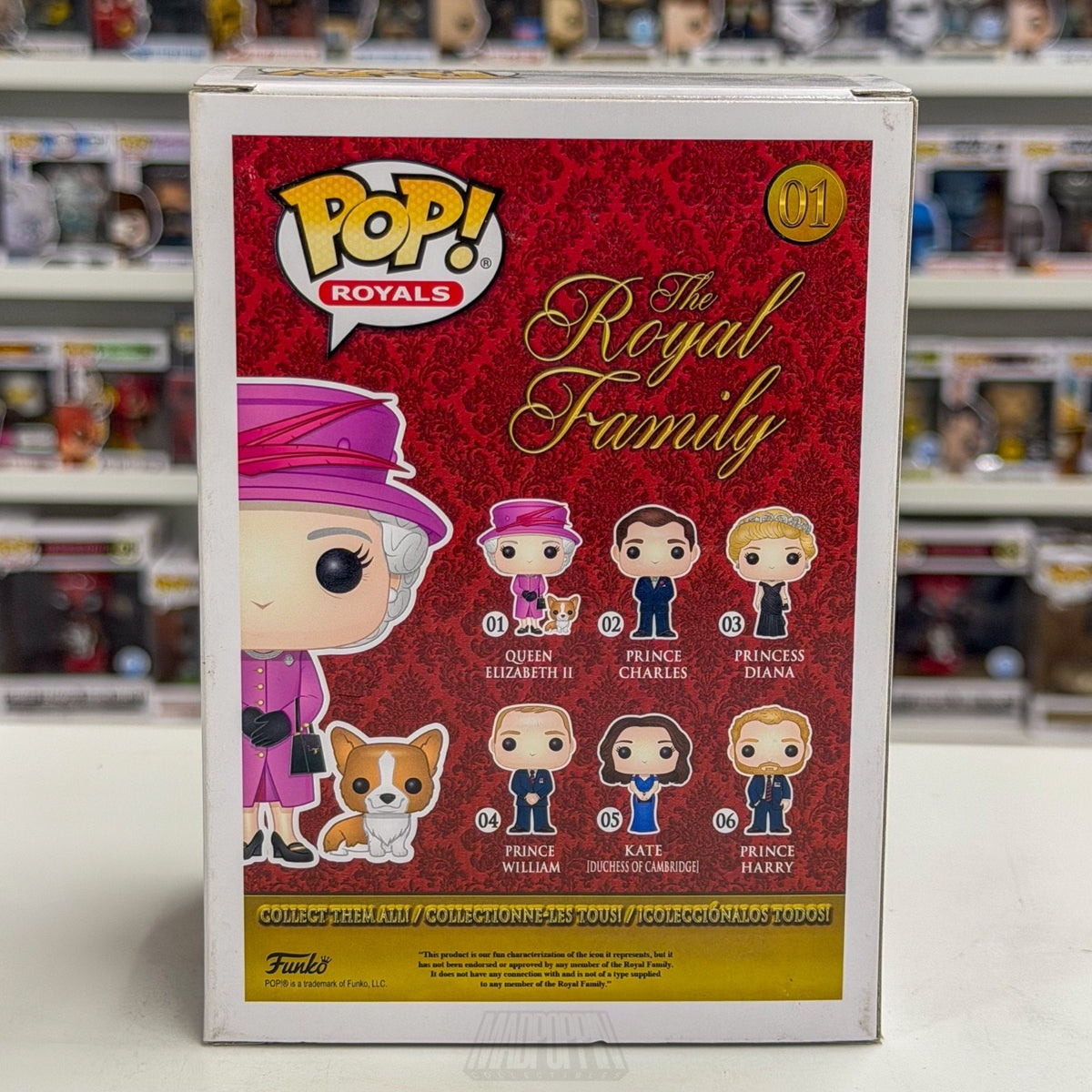 Funko Pop The Royal Family Queen Elizabeth II Pink Outfit Corgi 01 Vinyl Figure