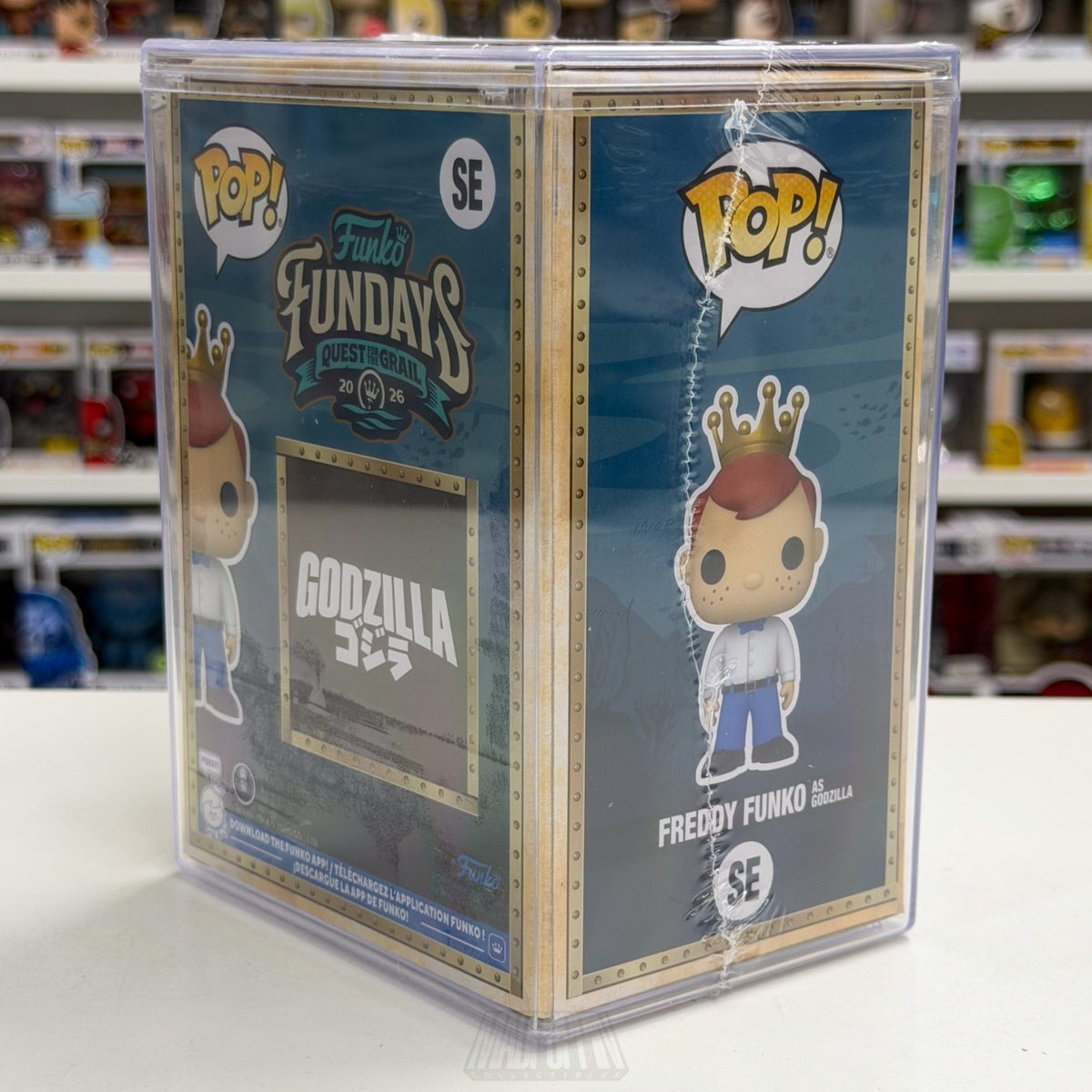 Funko Pop Fundays Freddy as Godzilla SE Quest Grail SDCC 2026 Toy CON STICKER