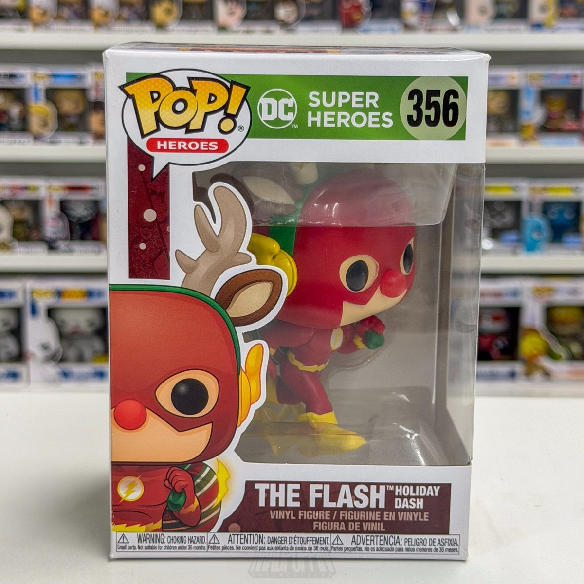 Funko Pop DC Super Heroes The Flash Holiday Dash Reindeer 356 Toy Vinyl Figure