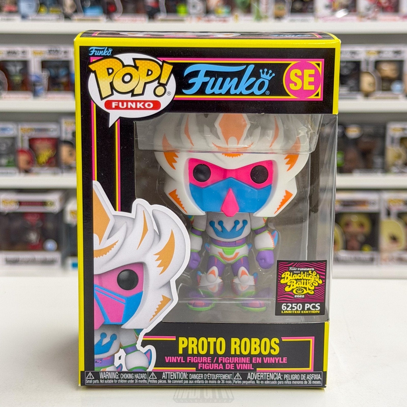 Funko Pop Fundays Blacklight Battle Proto Robos Limited 6250 Pcs SE Vinyl Figure