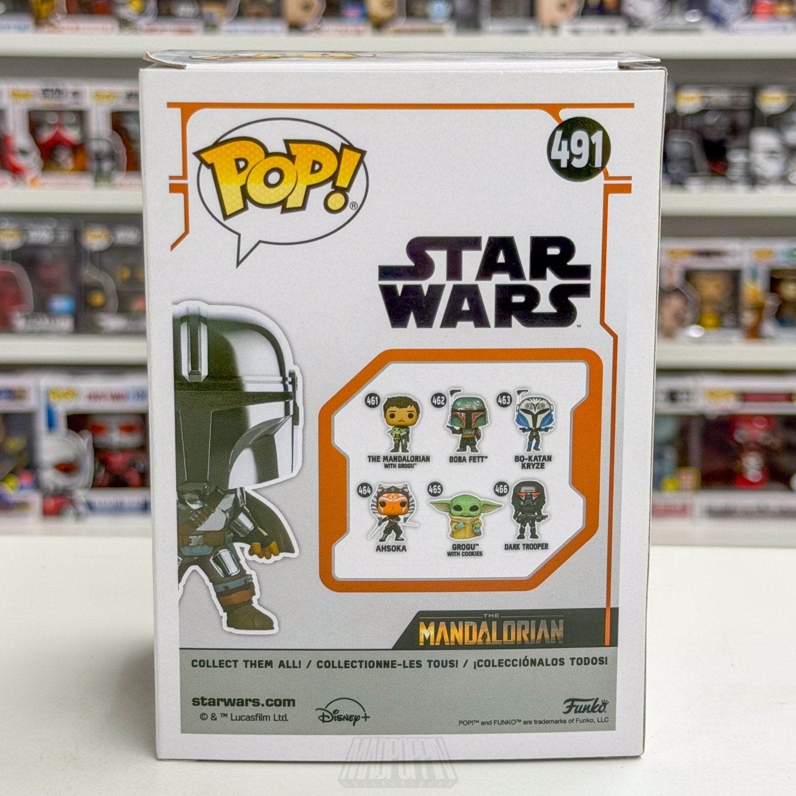 Funko Pop Star Wars Mandalorian w/Darksaber Glow Box Warehouse 491 Vinyl Figure
