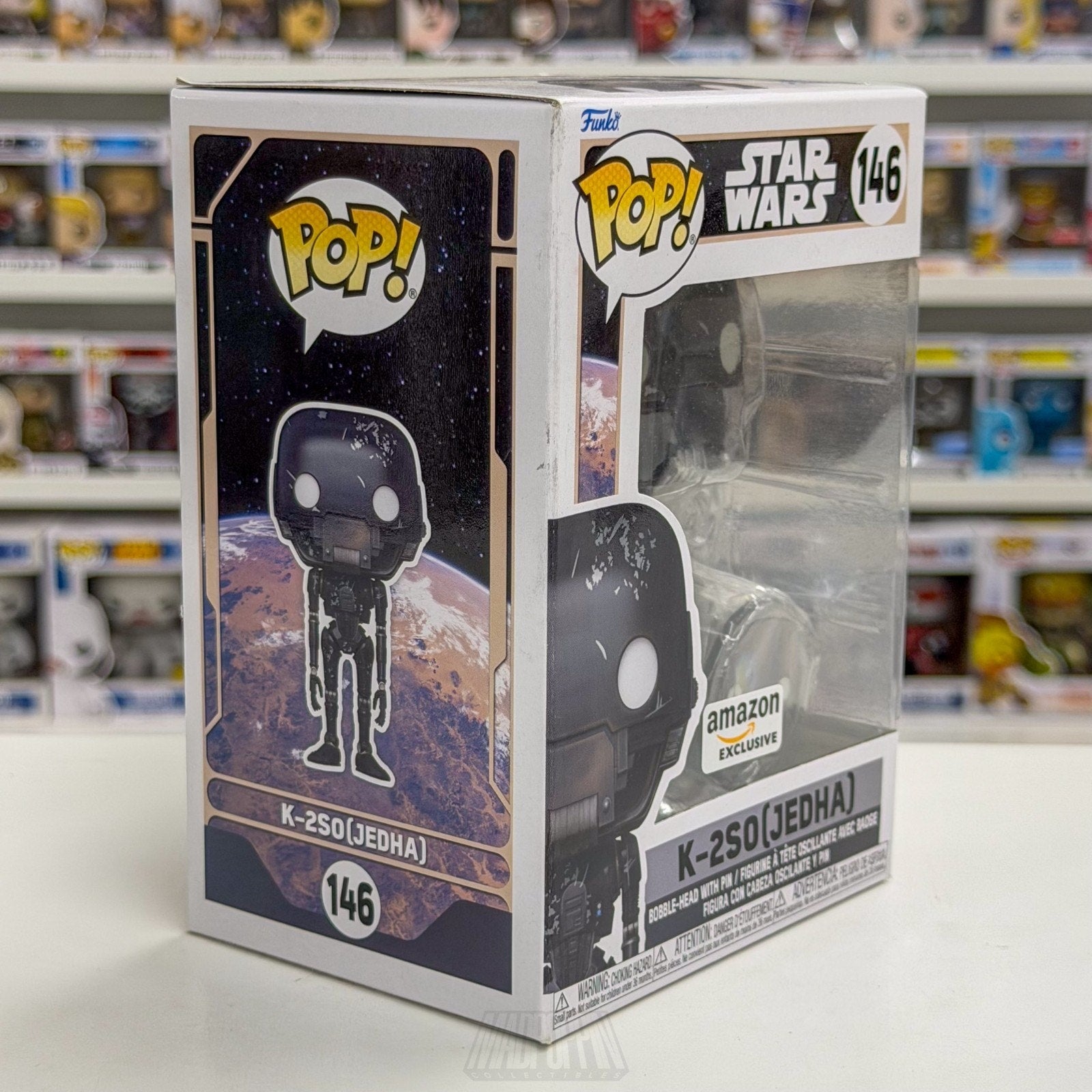 Funko Pop Star Wars Rogue One K-2SO Jedha w/Pin Amazon 146 Droid Vinyl Figure
