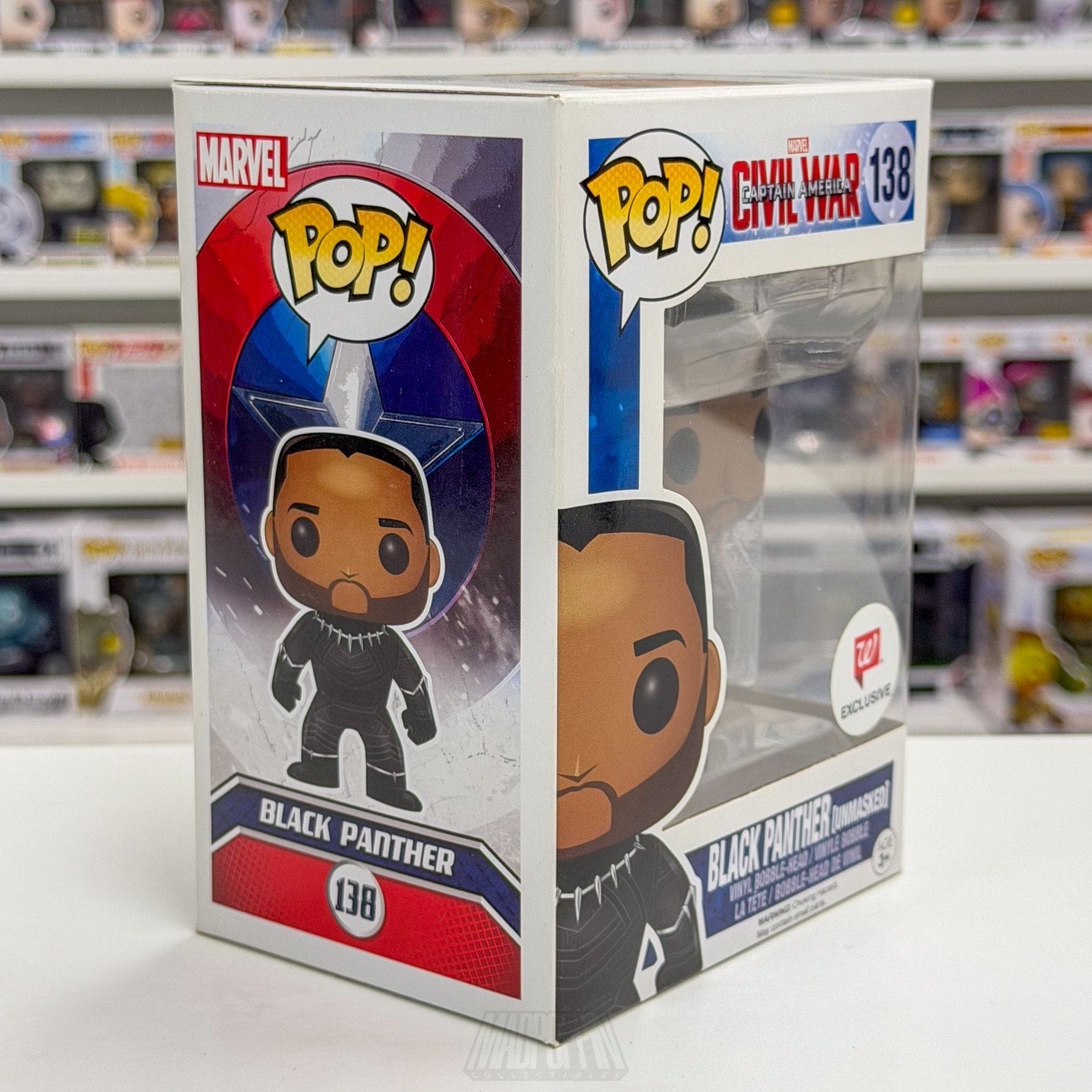 Funko Pop Marvel Civil War Black Panther Unmasked Walgreens 138 Toy Vinyl Figure