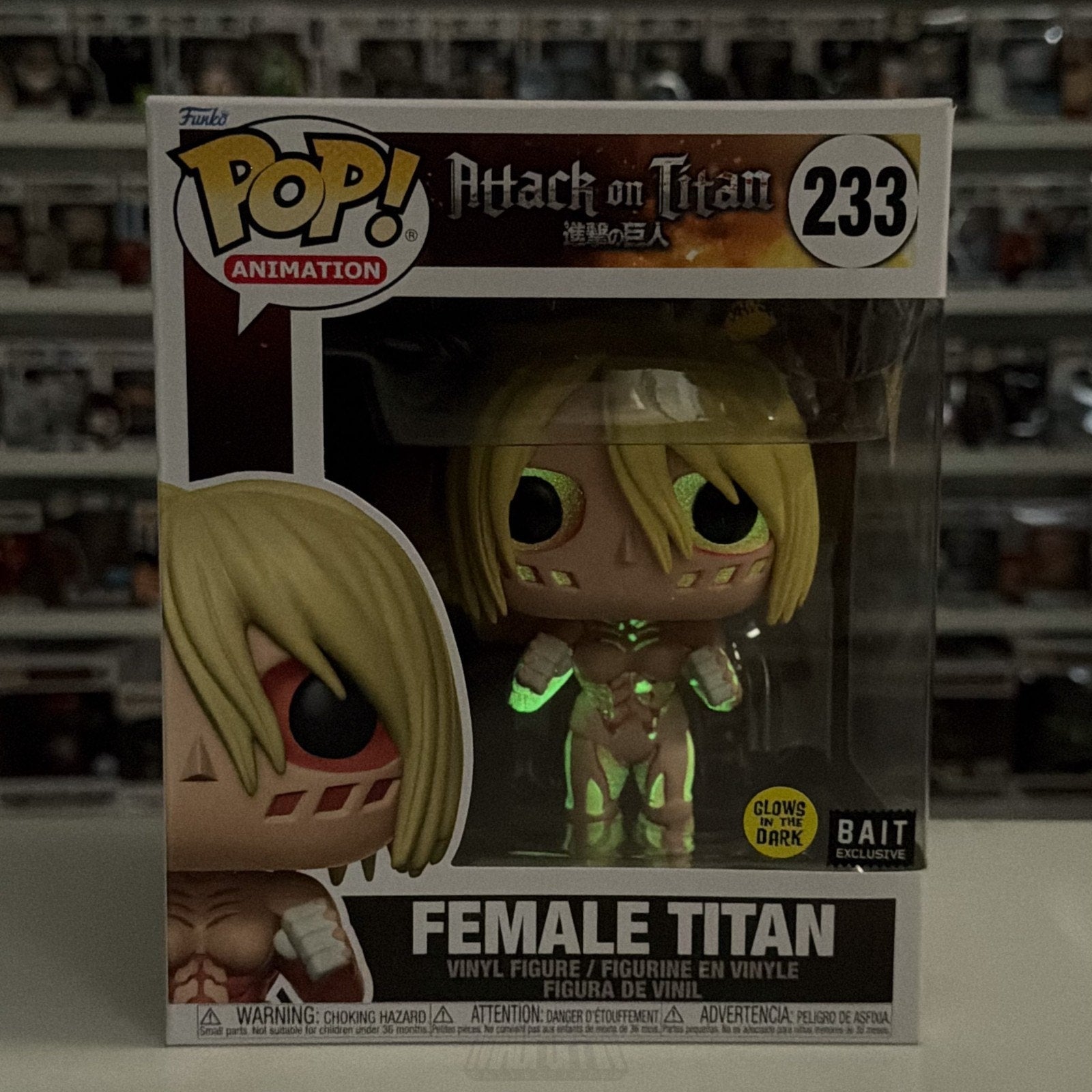 Funko Pop Anime Attack on Titan Female Titan 6" Glow BAIT 233 Manga Vinyl Figure