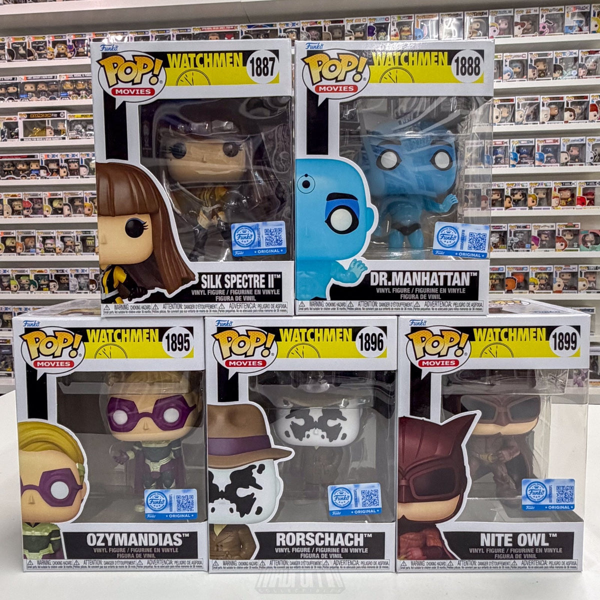 Funko Pop DC Movies Watchmen Set Silk Manhattan Ozymandias Rorschach Nite Owl