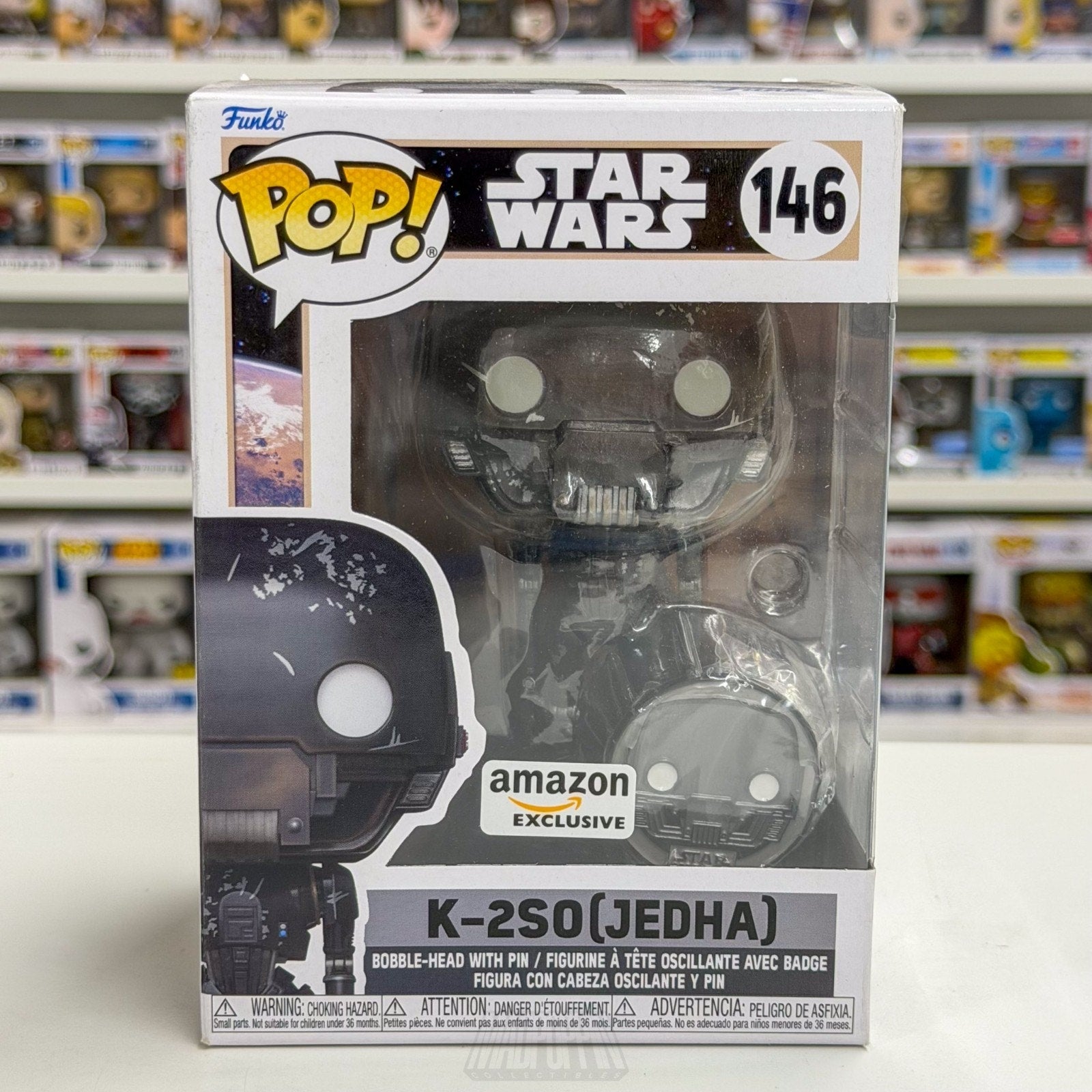 Funko Pop Star Wars Rogue One K-2SO Jedha w/Pin Amazon 146 Droid Vinyl Figure