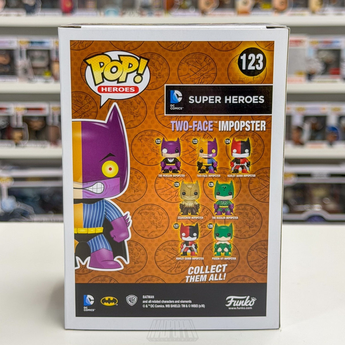 Funko Pop DC Super Heroes Two-Face Impopster Batman 123 Harvey Dent Vinyl Figure