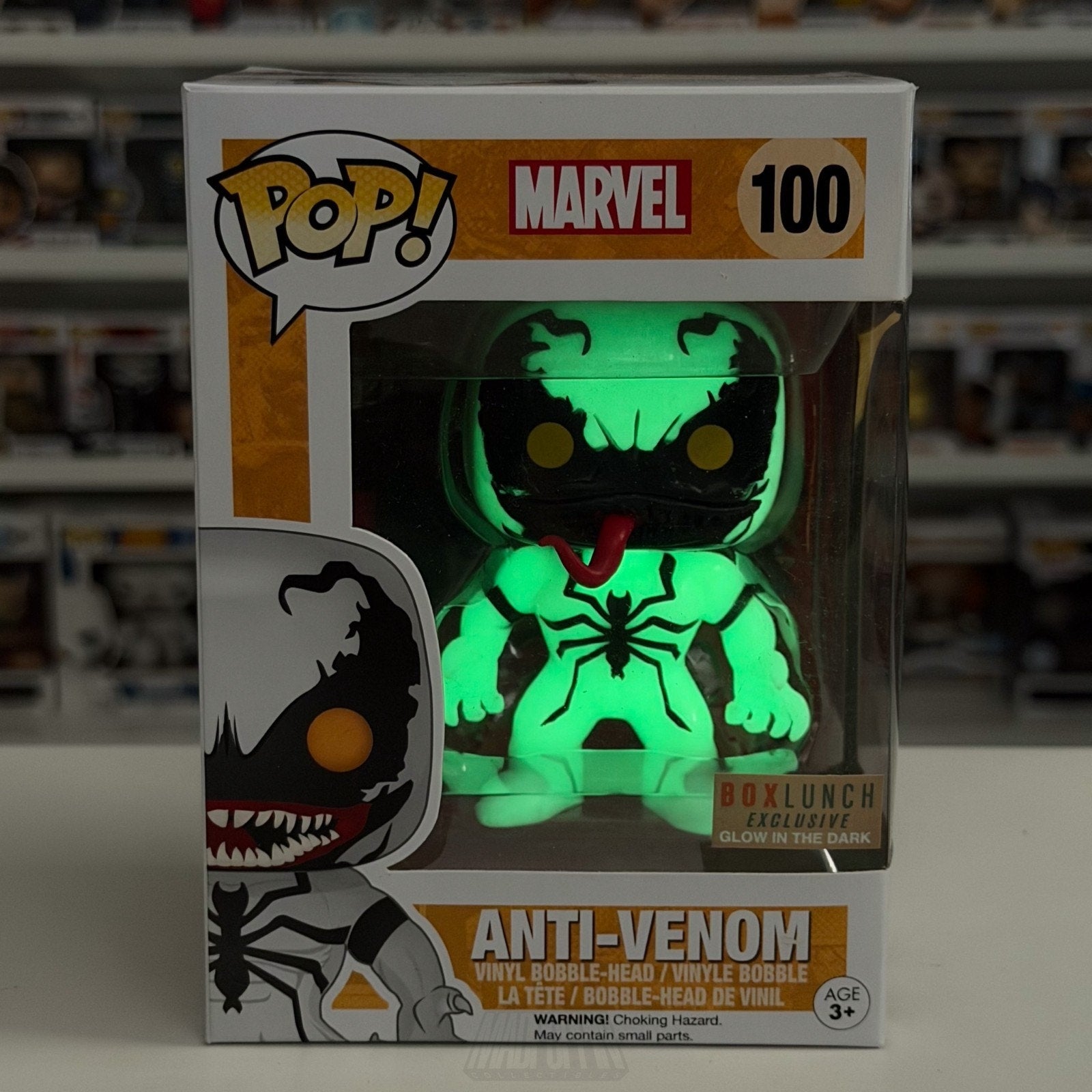 Funko Pop Marvel Anti-Venom Glow BoxLunch 100 Symbiote Spider-Man Vinyl Figure