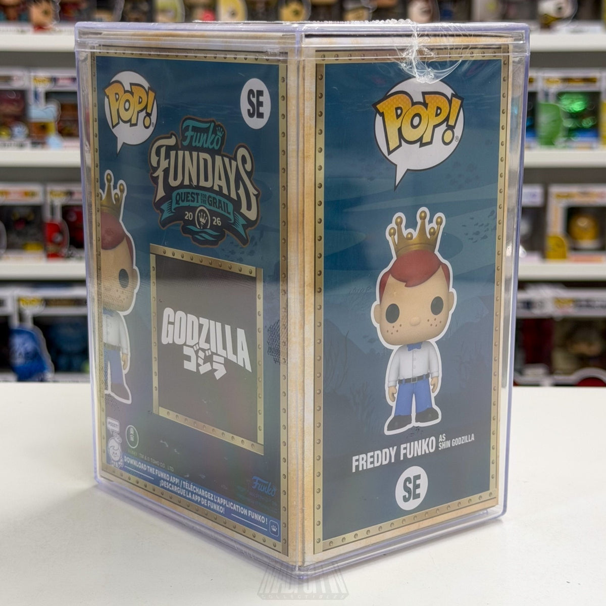 Funko Pop Fundays Freddy Shin Godzilla SE Quest Grail SDCC 2026 Toy CON STICKER