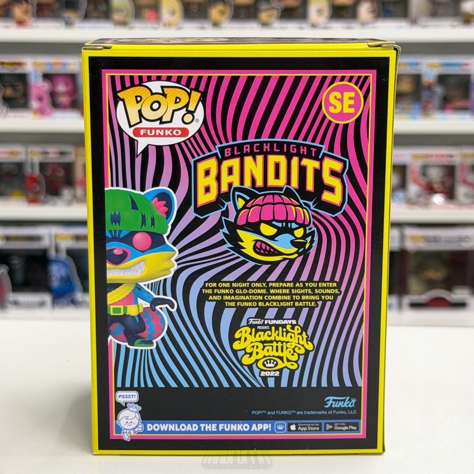 Funko Pop Fundays Blacklight Battle Bandits Glow SE 500 PCS Raccoon Vinyl Figure