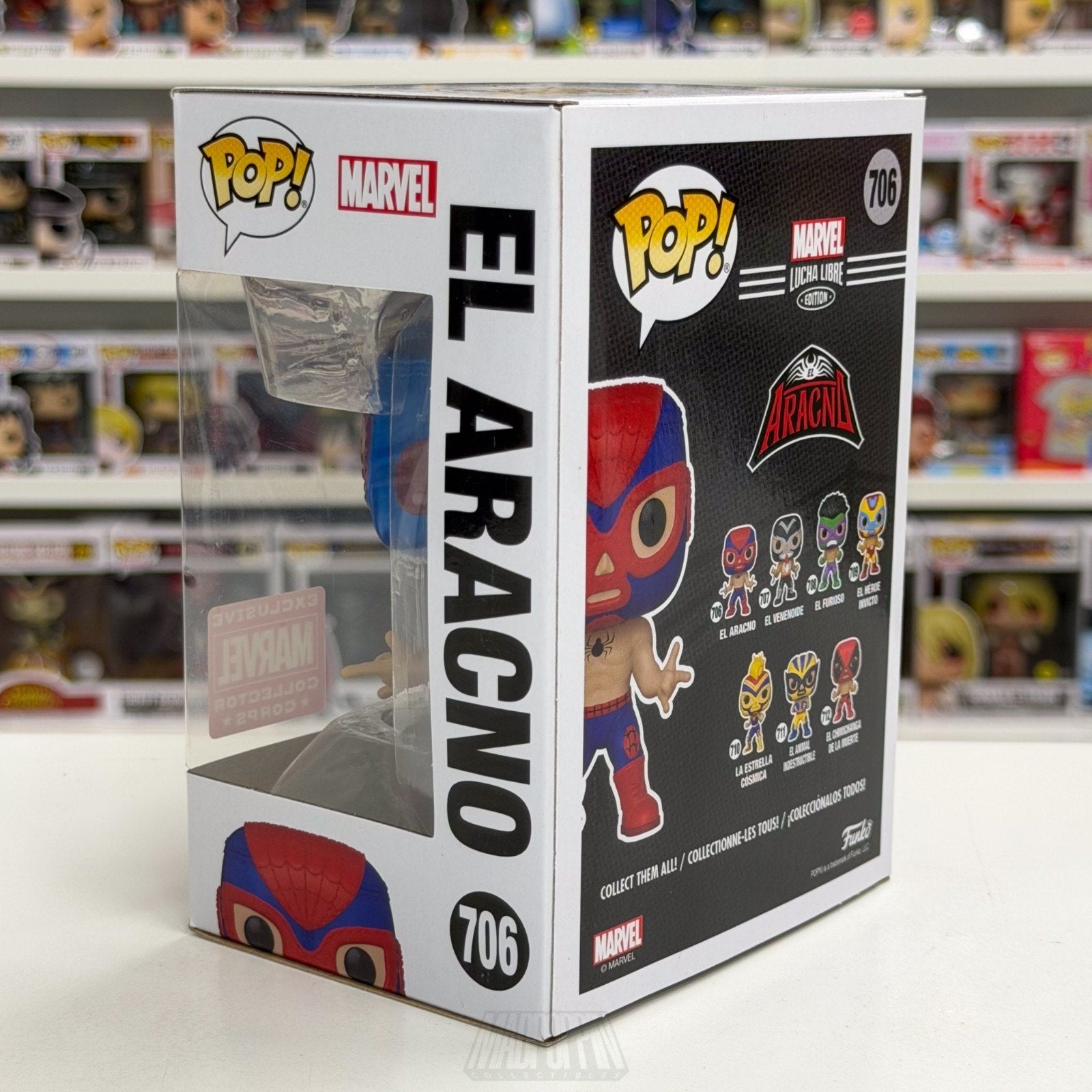 Funko Pop Marvel Collector Corps Lucha Libre El Aracno Metallic 706 Toy Figure