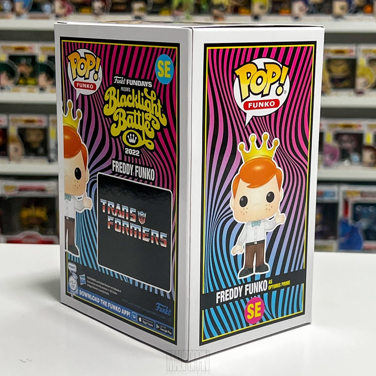 Funko Pop Fundays Blacklight Battle Freddy Optimus Prime SE Transformers Figure