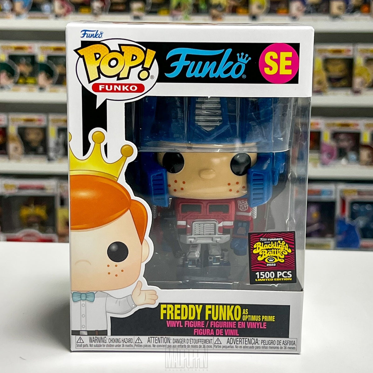 Funko Pop Fundays Blacklight Battle Freddy Optimus Prime SE Transformers Figure