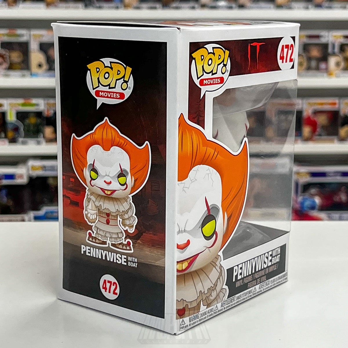 Funko Pop Movies IT Pennywise With Boat Blue Eyes 472 Horror Clown Vinyl Figure