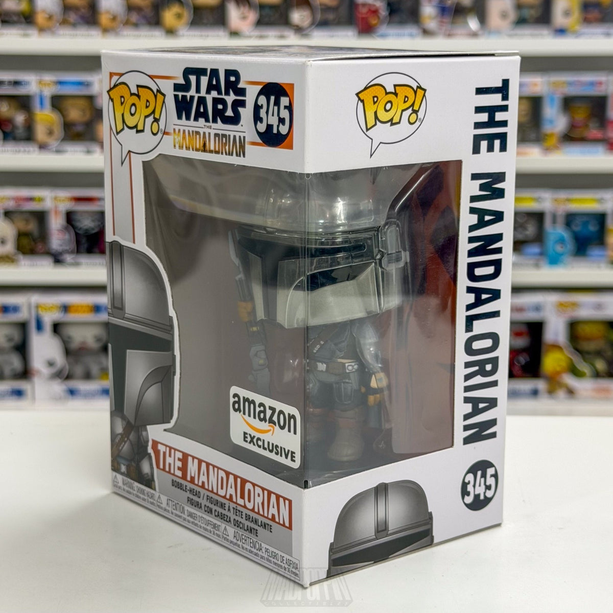 Funko Pop Star Wars The Mandalorian Chrome Amazon 345 Bounty Hunter Vinyl Figure