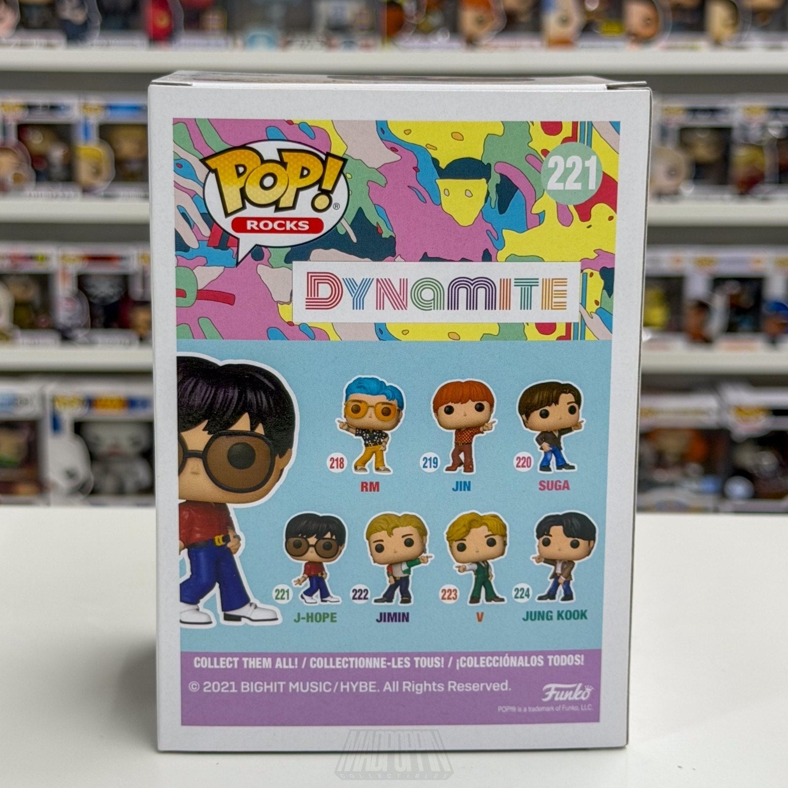 Funko Pop Rocks BTS Dynamite J-Hope 221 Boy Band Korean K-Pop Toy Vinyl Figure