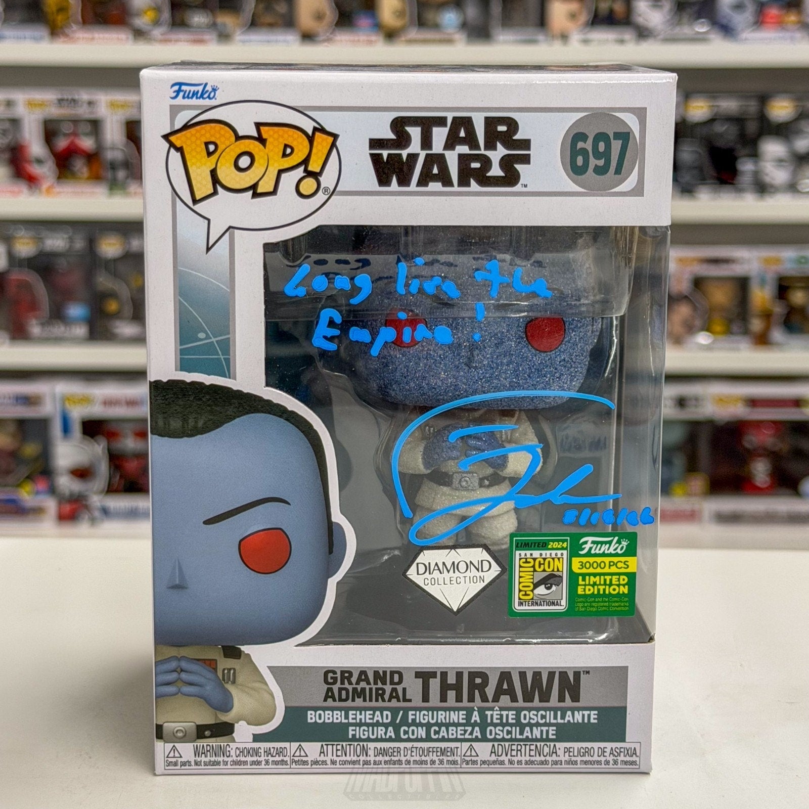 Funko Pop Star Wars Grand Admiral Thrawn Diamond SDCC Auto Signed JSA 697 Figure