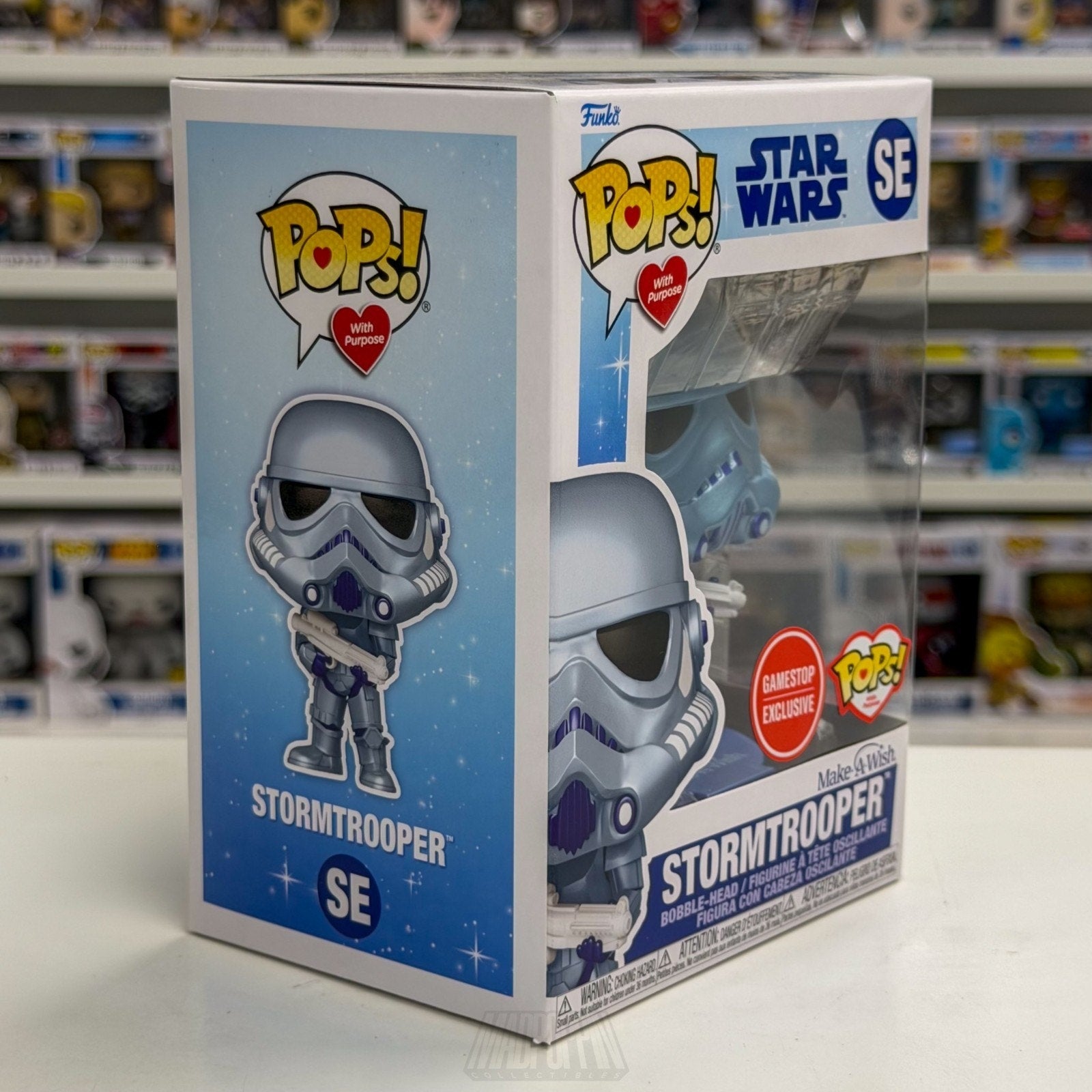Funko Pop Star Wars Make A Wish Stormtrooper Blue Metallic Gamestop SE Figure