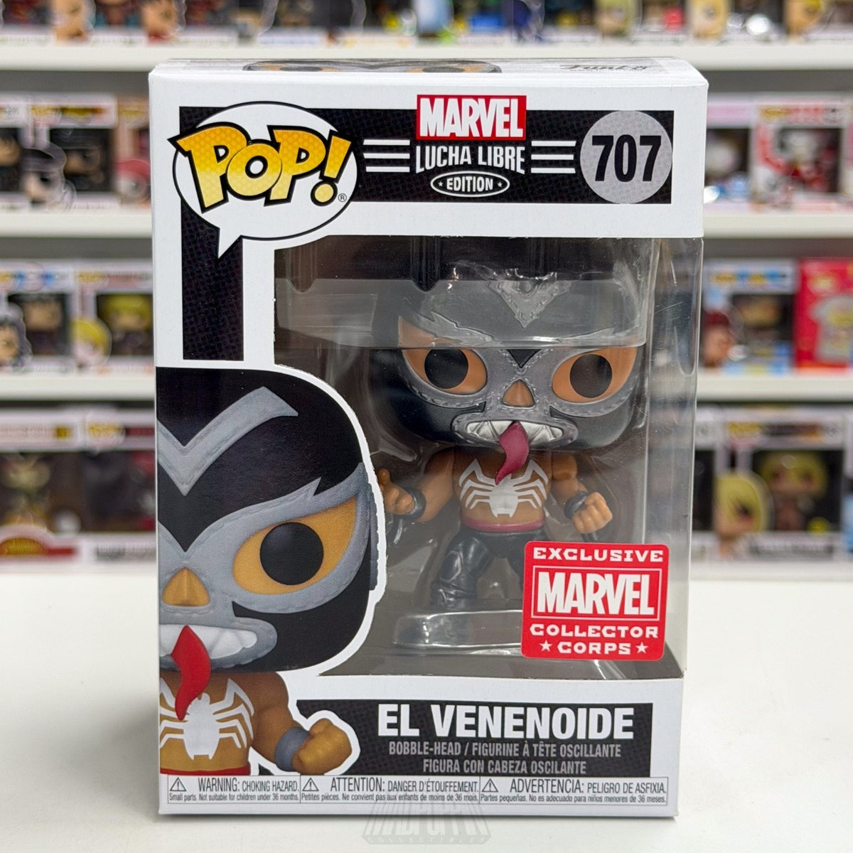 Funko Pop Marvel Collector Corps Lucha Libre El Venenoide Metallic 707 Figure
