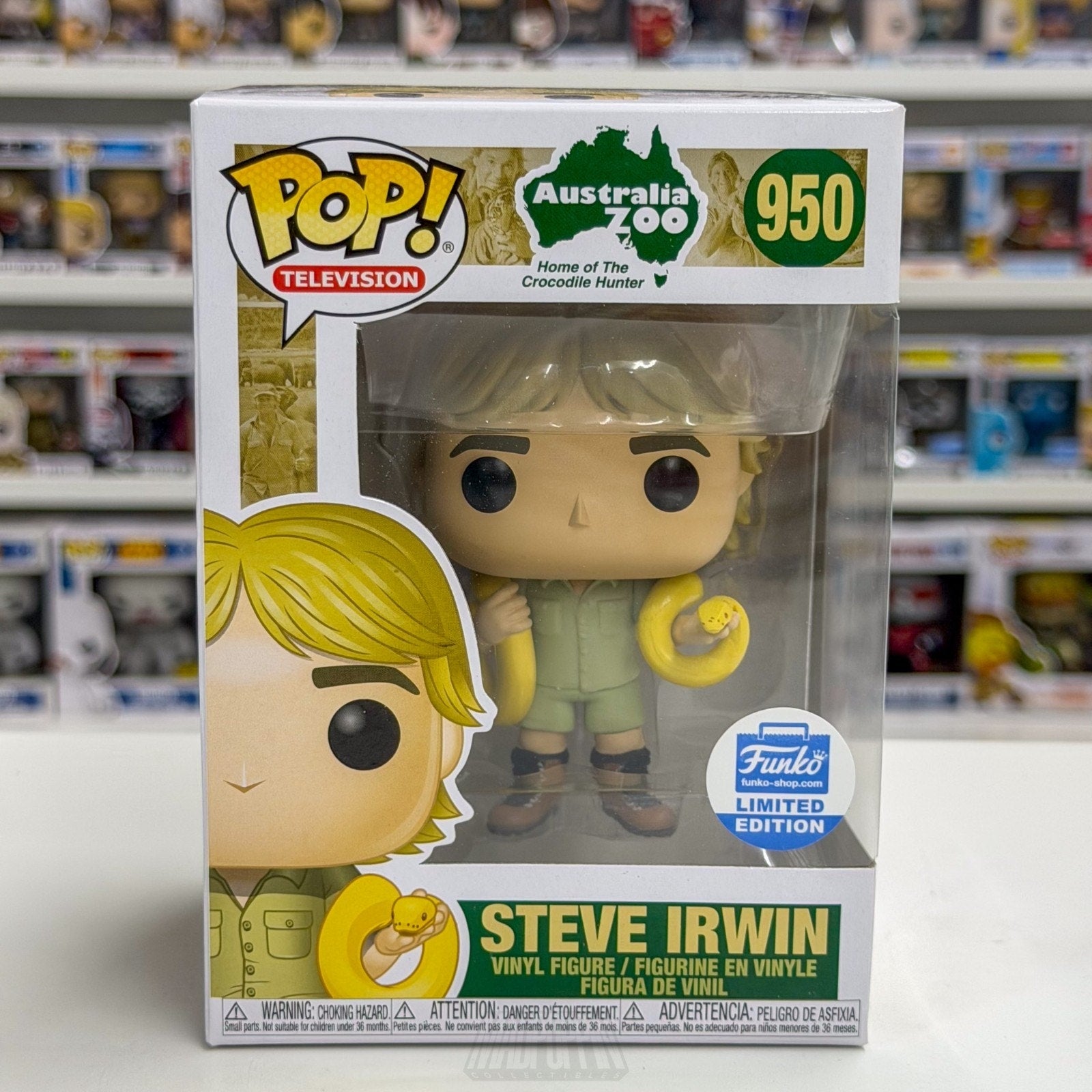 Funko Pop TV Steve Irwin w/Snake 950 Australian Crocodile Hunter Vinyl Figure
