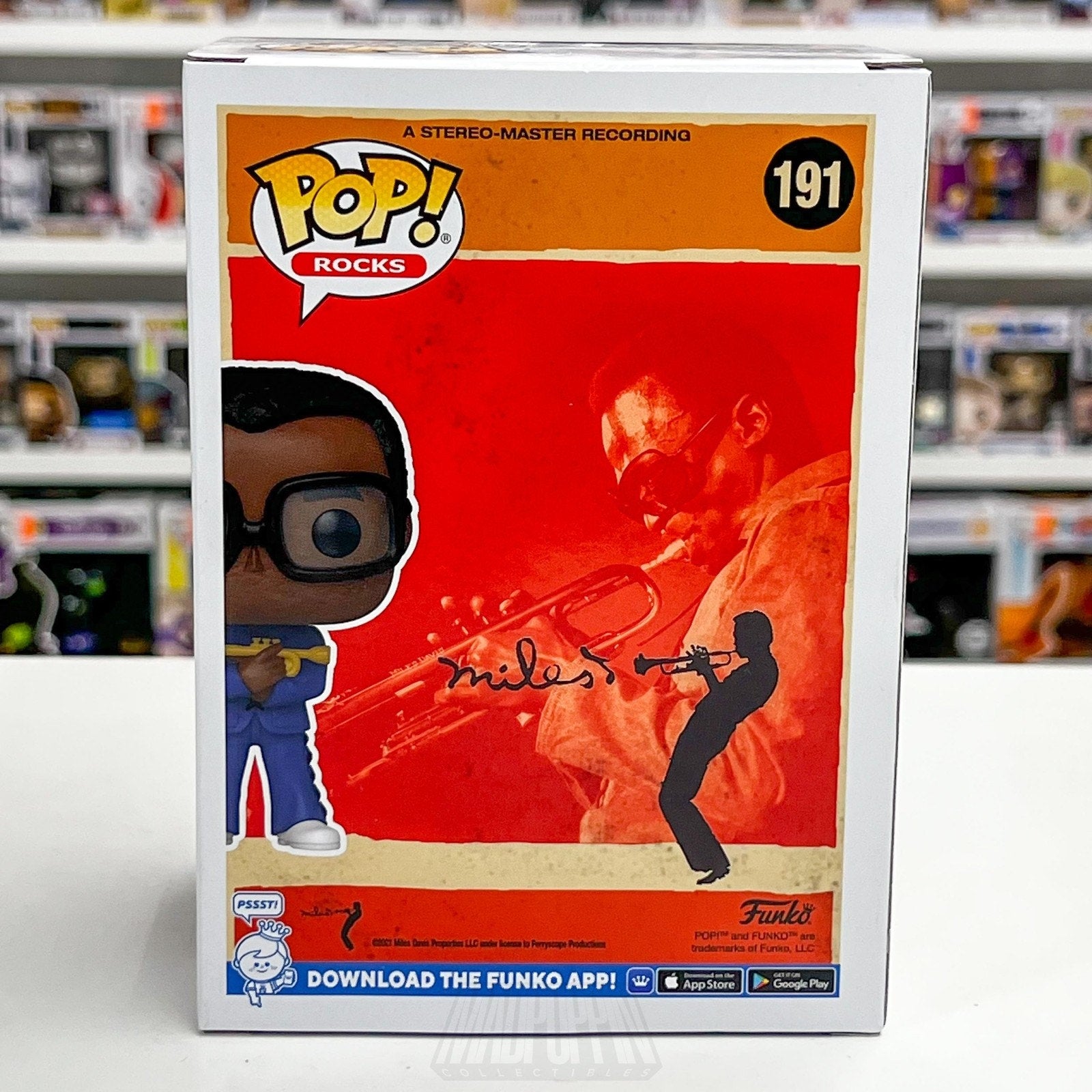 Funko Pop! Rocks Miles Davis #191 Vinyl Figure Jazz Trumpet Collectible Boxed